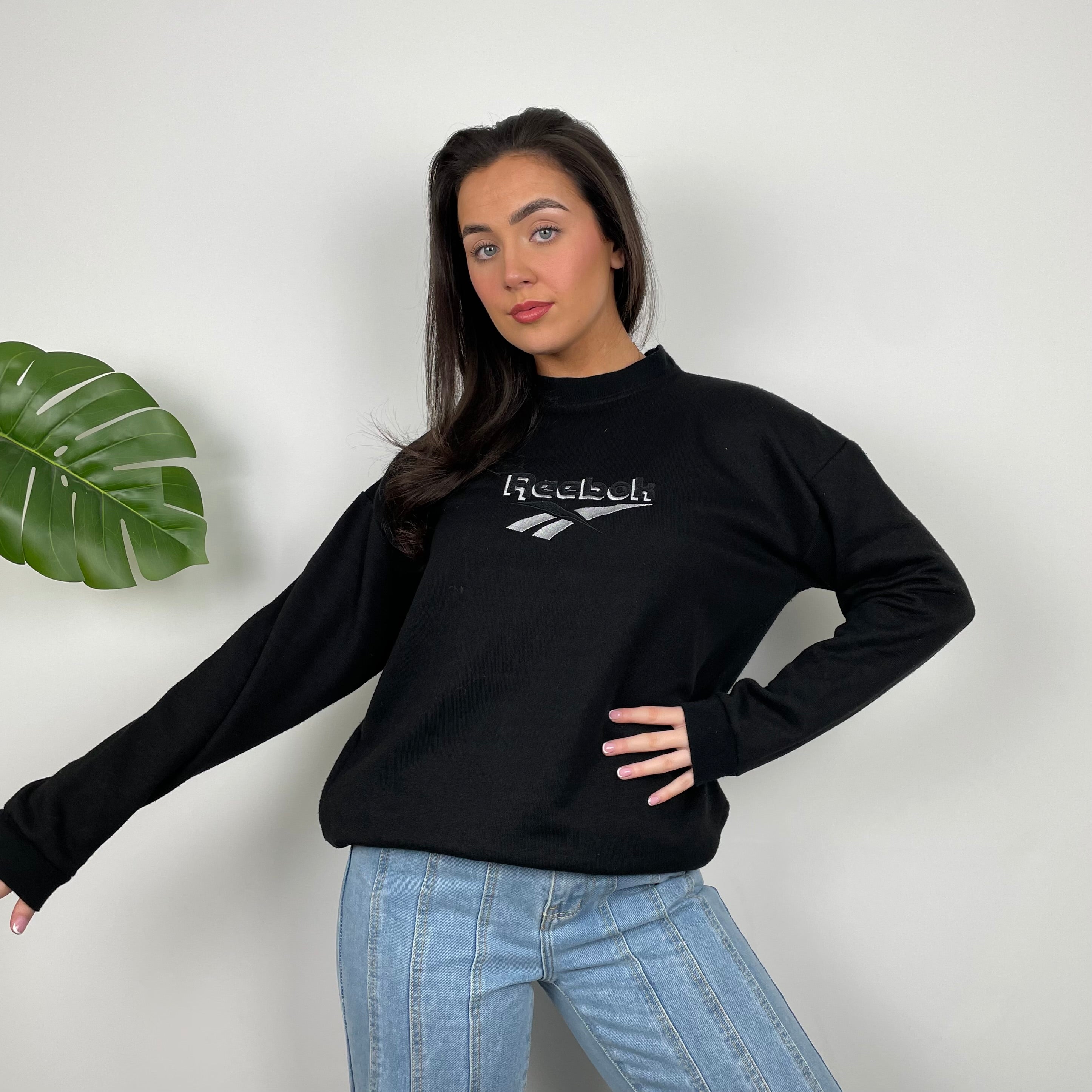 Reebok Black Embroidered Spell Out Sweatshirt (L)