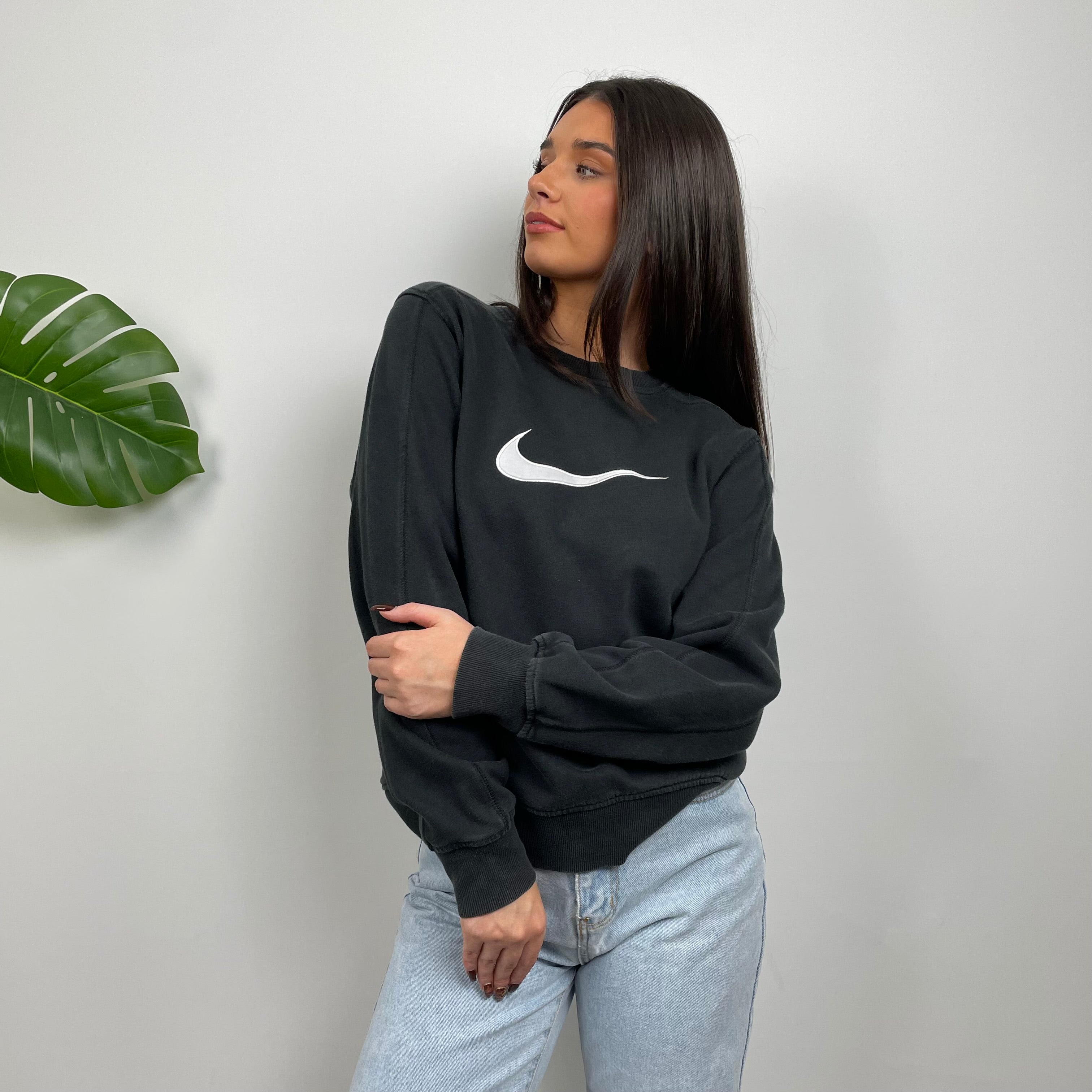 Nike Black Embroidered Swoosh Sweatshirt (S)