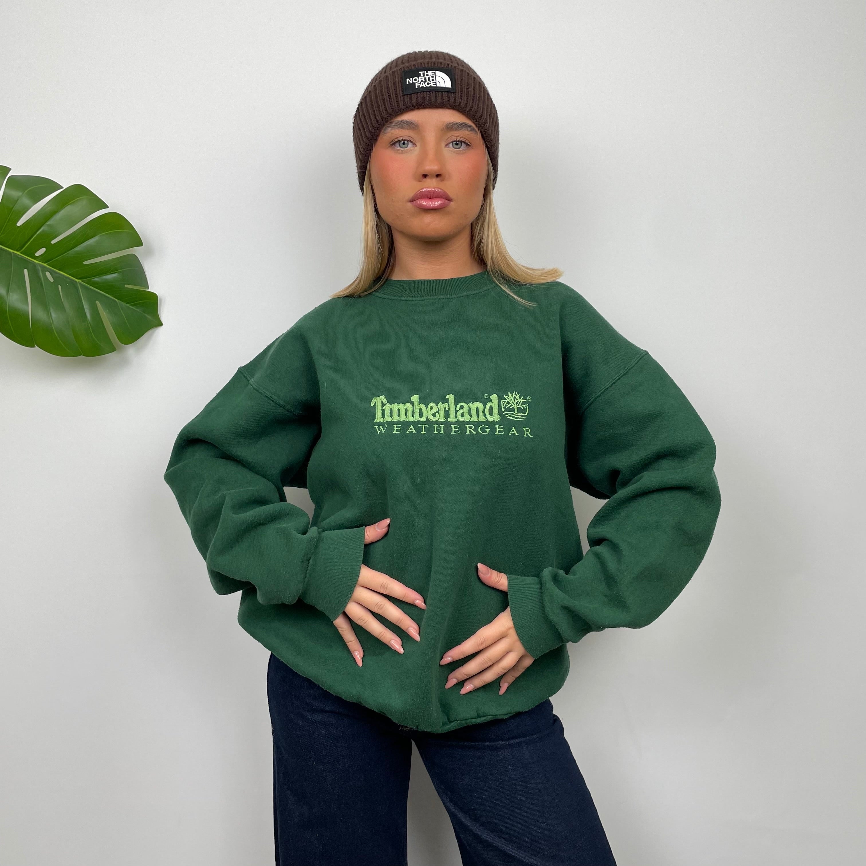 Timberland Green Embroidered Spell Out Sweatshirt (M)