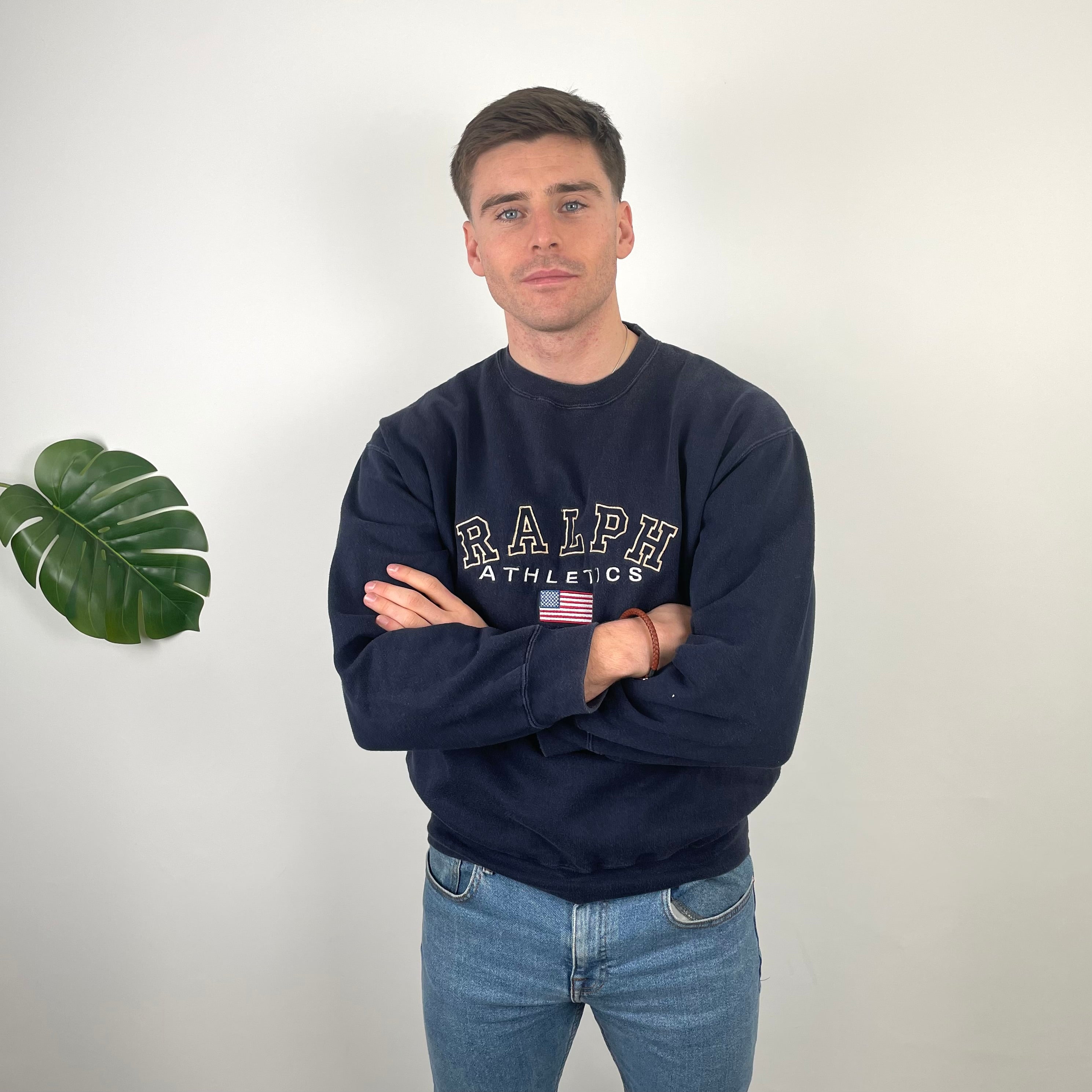 Polo Ralph Lauren RARE Navy Embroidered Spell Out Sweatshirt (M)
