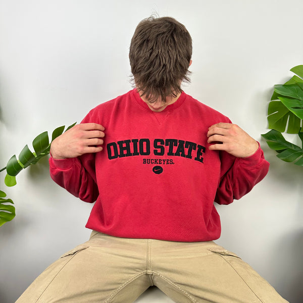 Nike x Ohio State Red Embroidered Spell Out Sweatshirt (M)