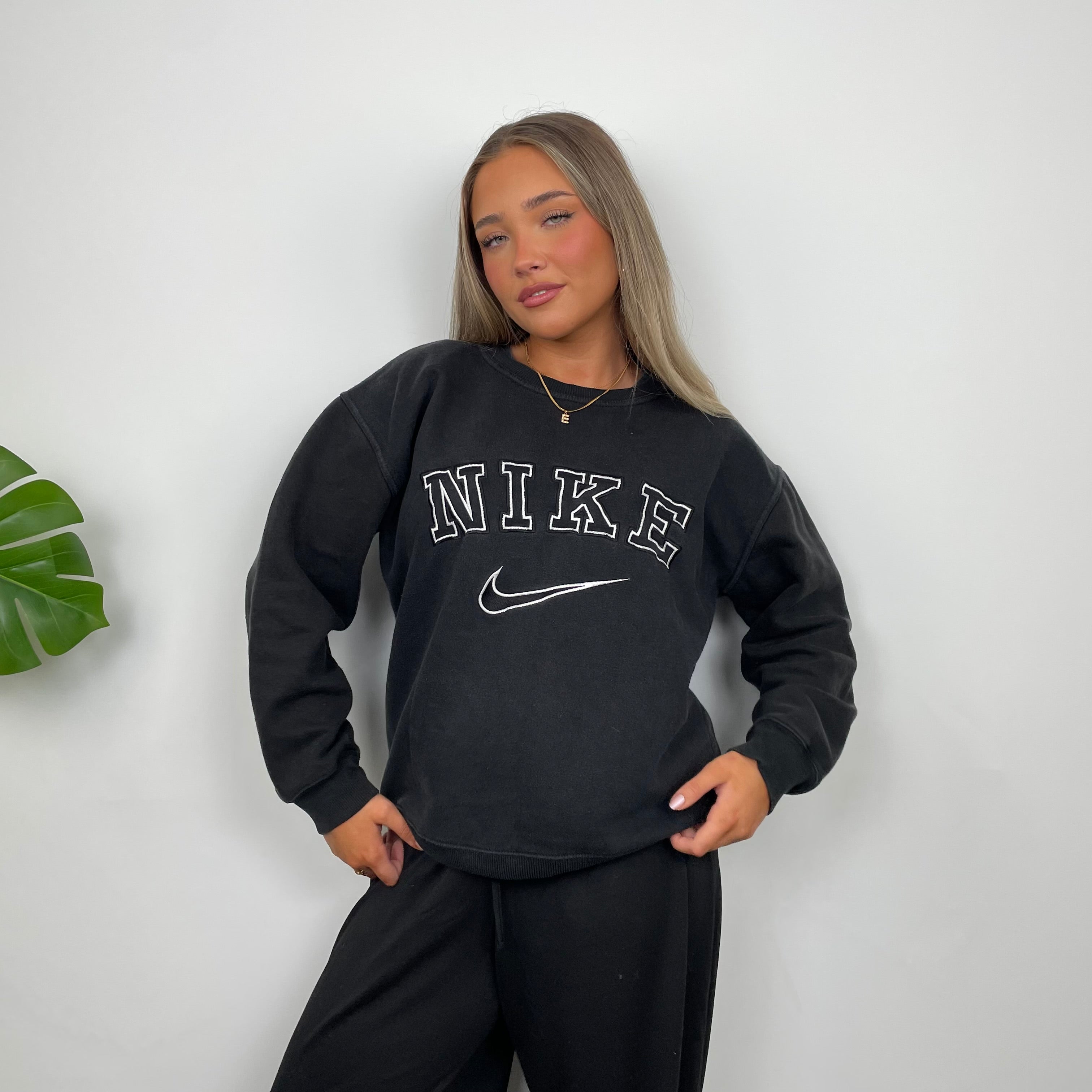 Nike Grey Embroidered Spell Out Sweatshirt (XS)