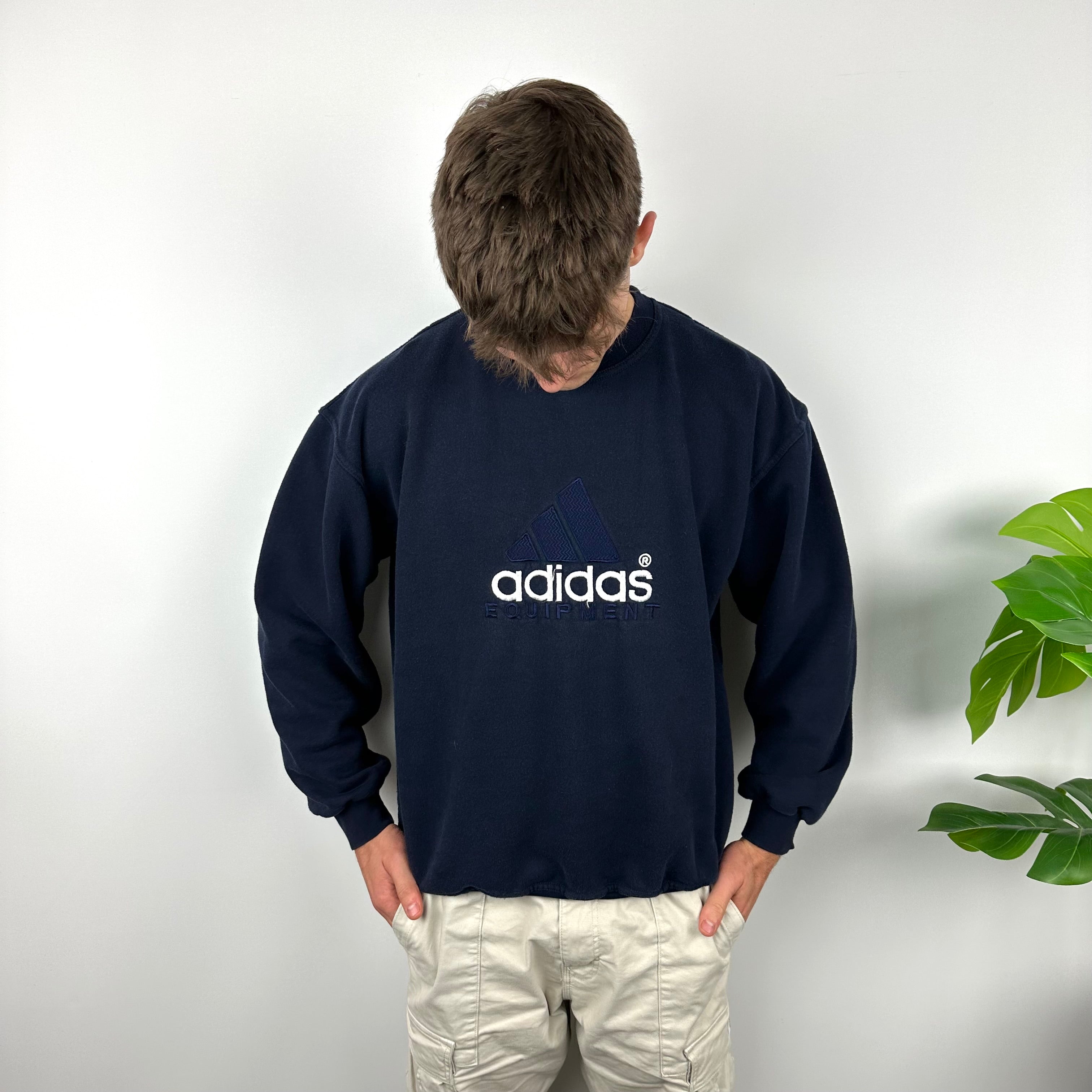 Adidas Equipment RARE Navy Embroidered Spell Out Sweatshirt (M)