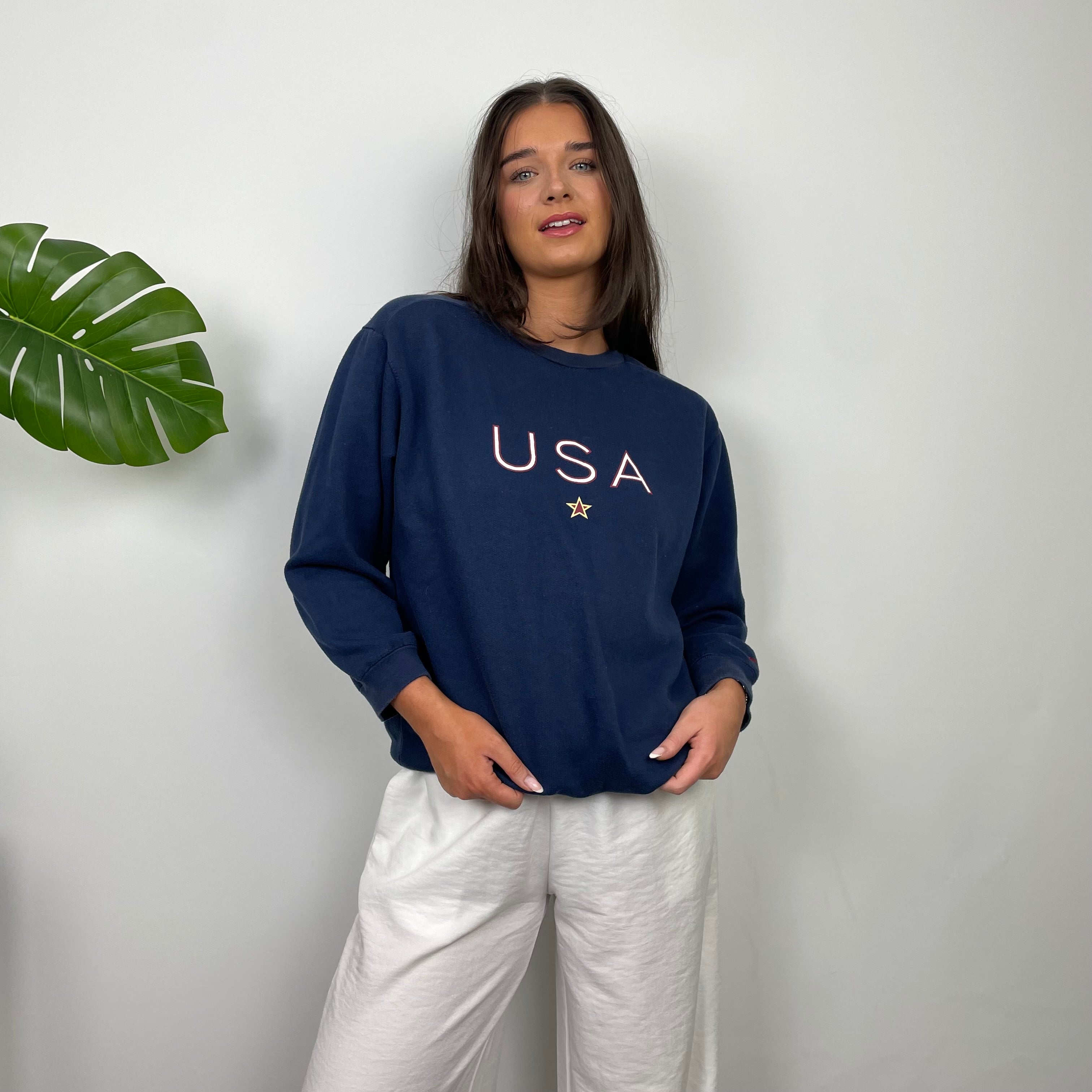 Nike X USA Navy Embroidered Spell Out Sweatshirt (S)