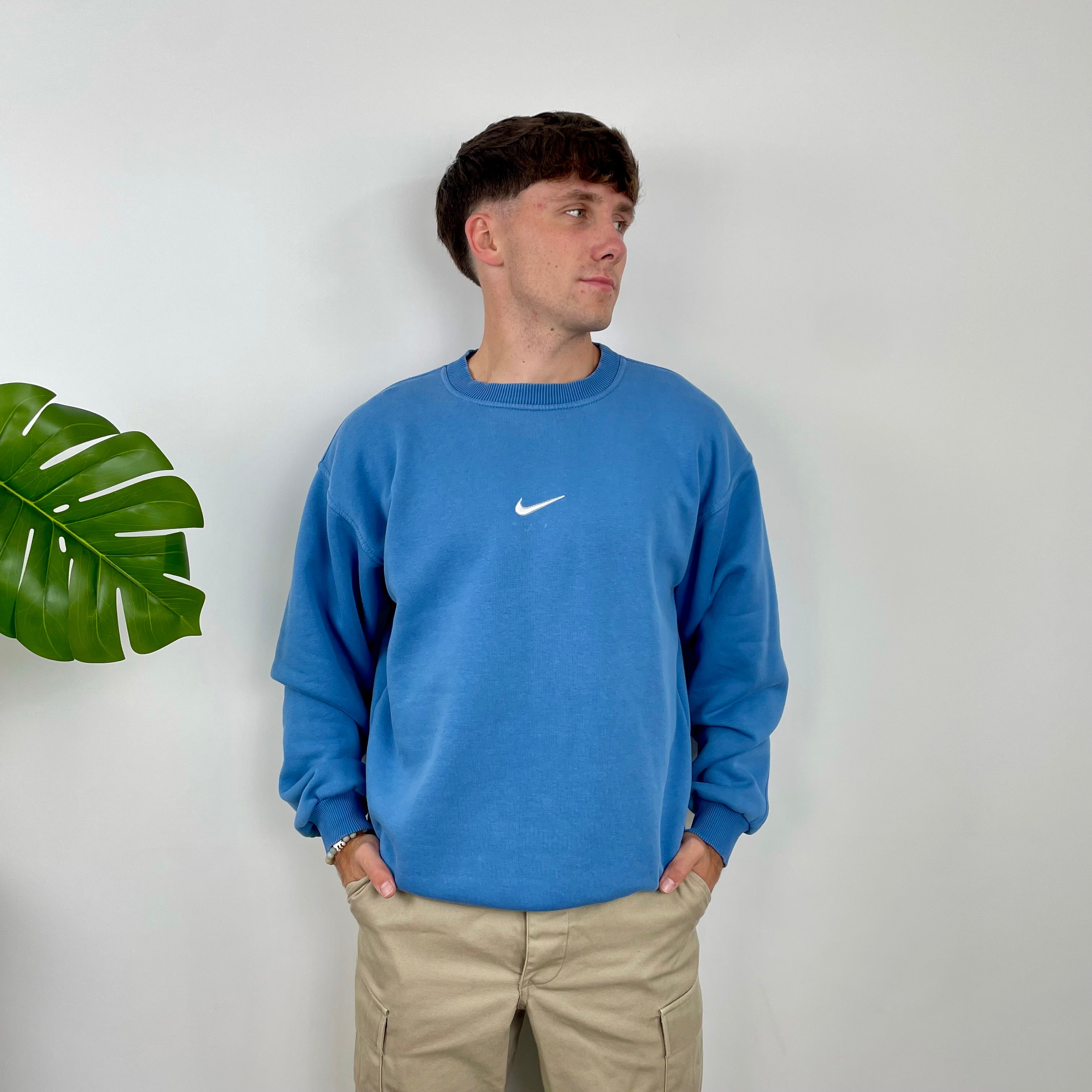 Nike Baby Blue Embroidered Swoosh Sweatshirt (L)