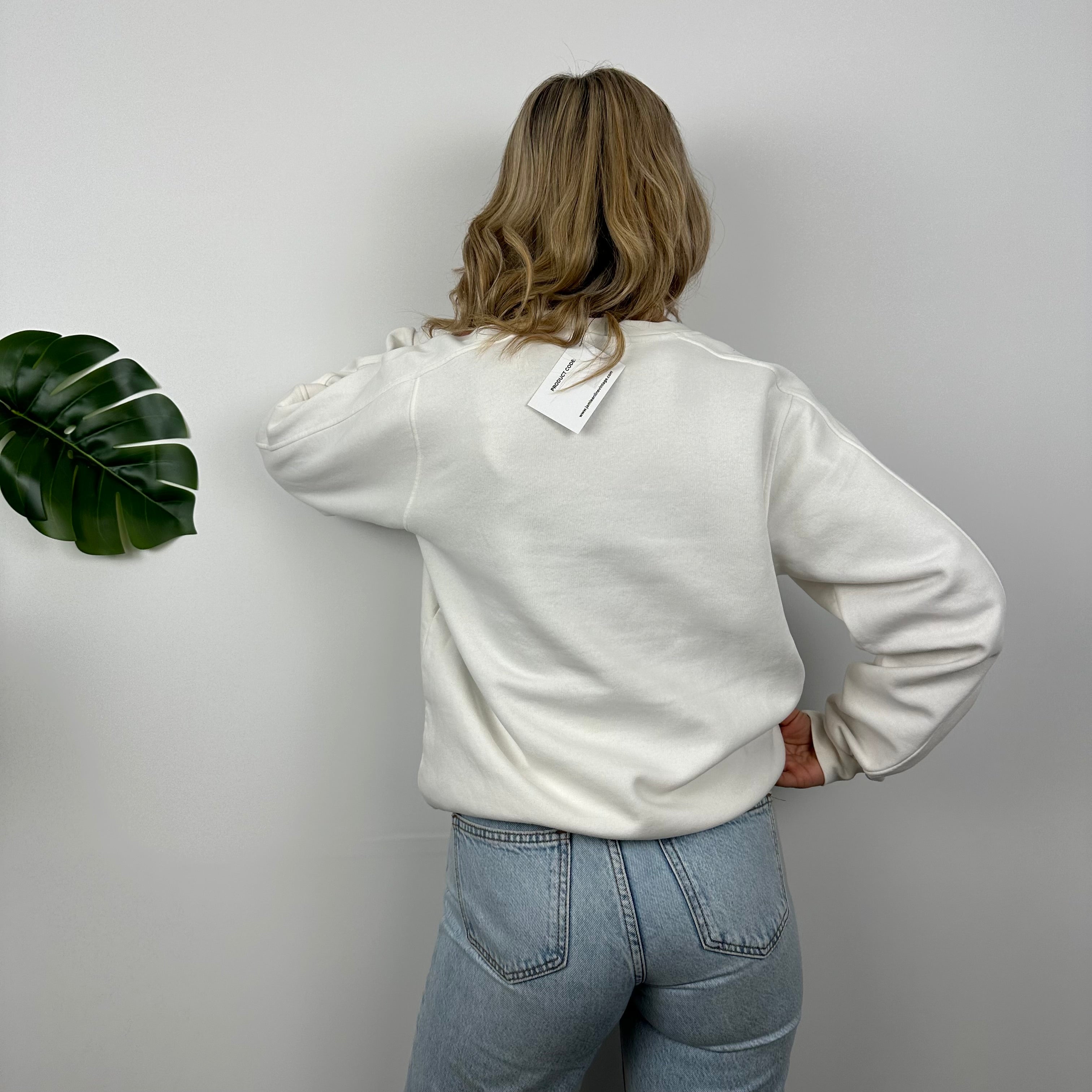 Adidas White Embroidered Spell Out Sweatshirt (M)