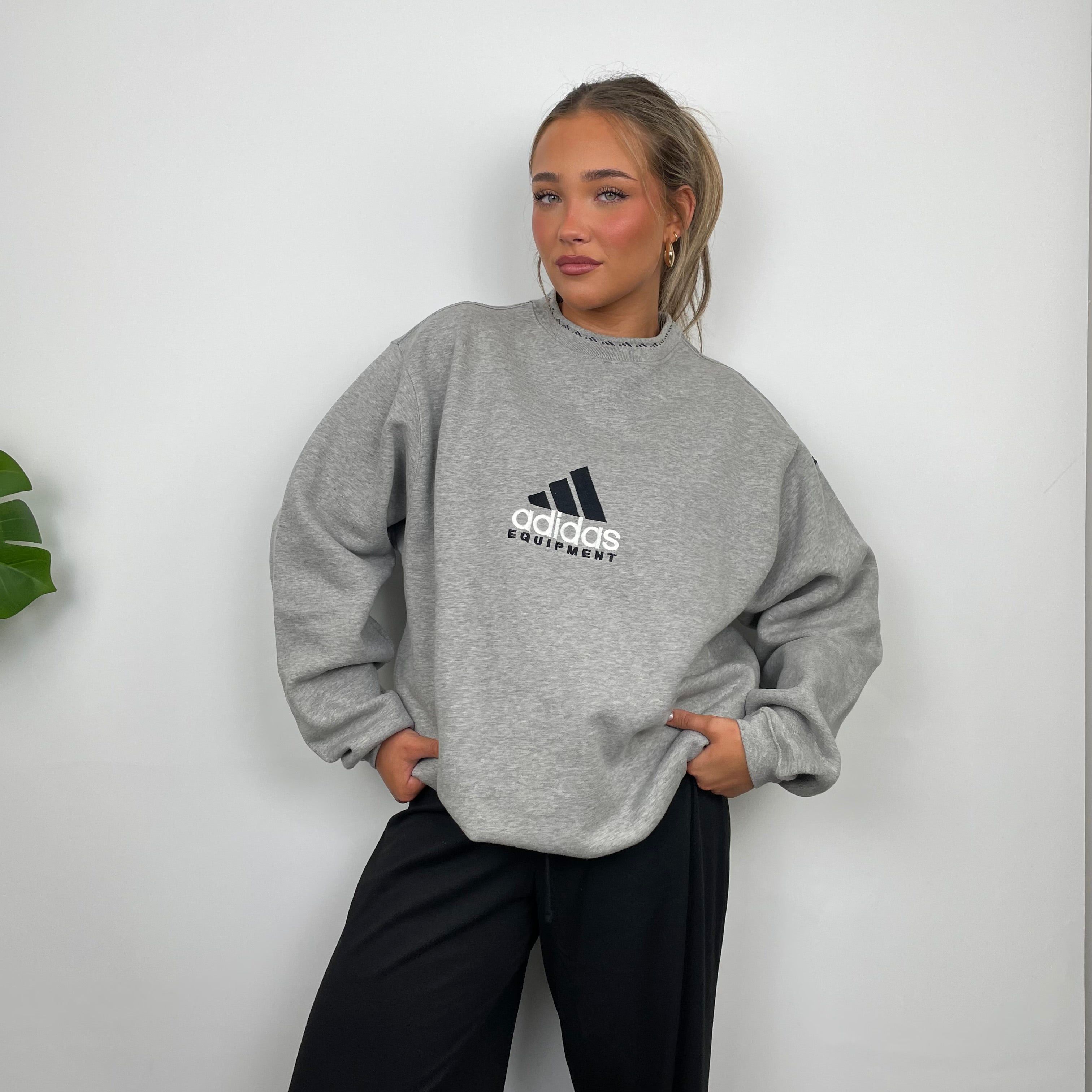 Adidas Equipment RARE Grey Embroidered Spell Out Sweatshirt (L)