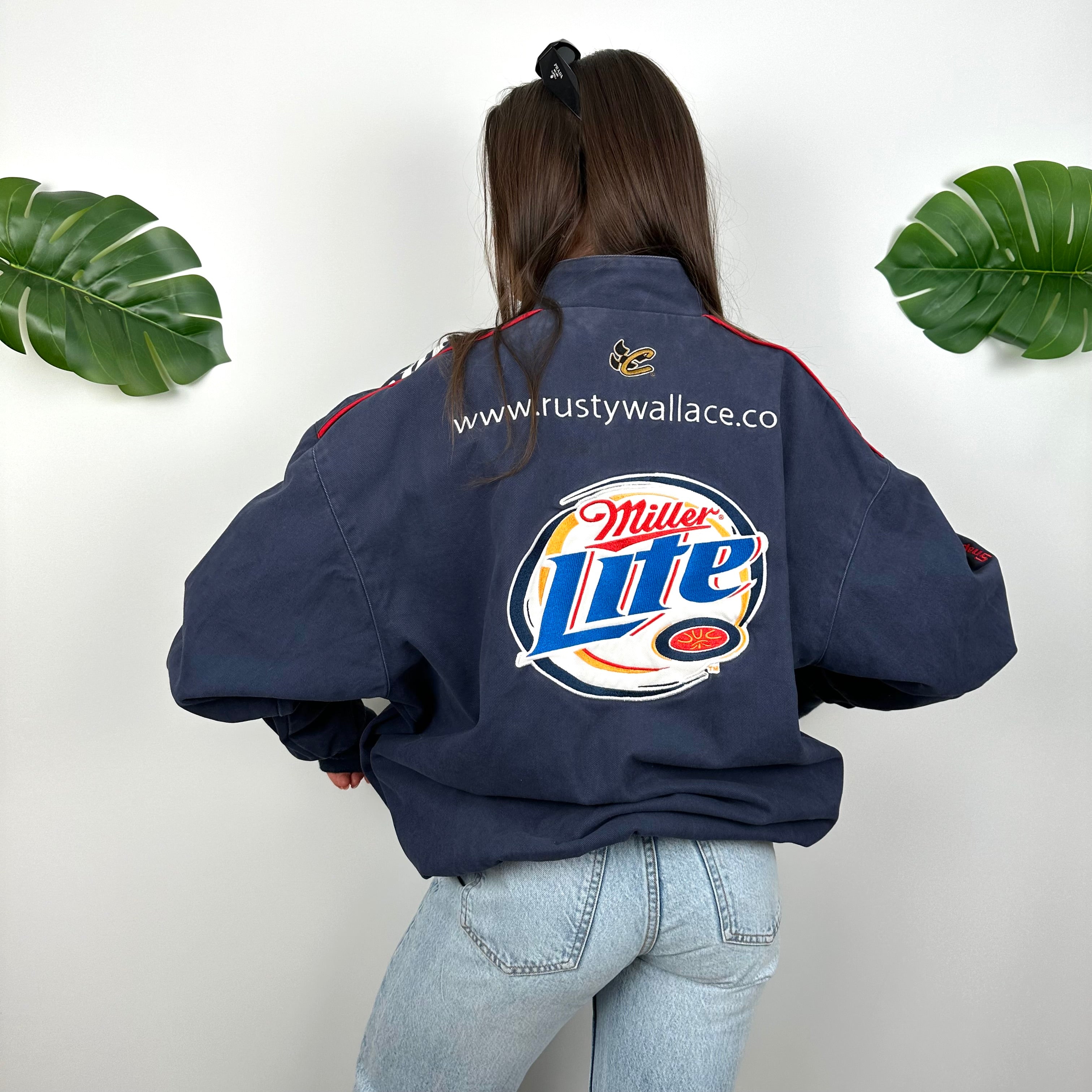 Miller Lite RARE Navy NASCAR Racing Jacket (XL)