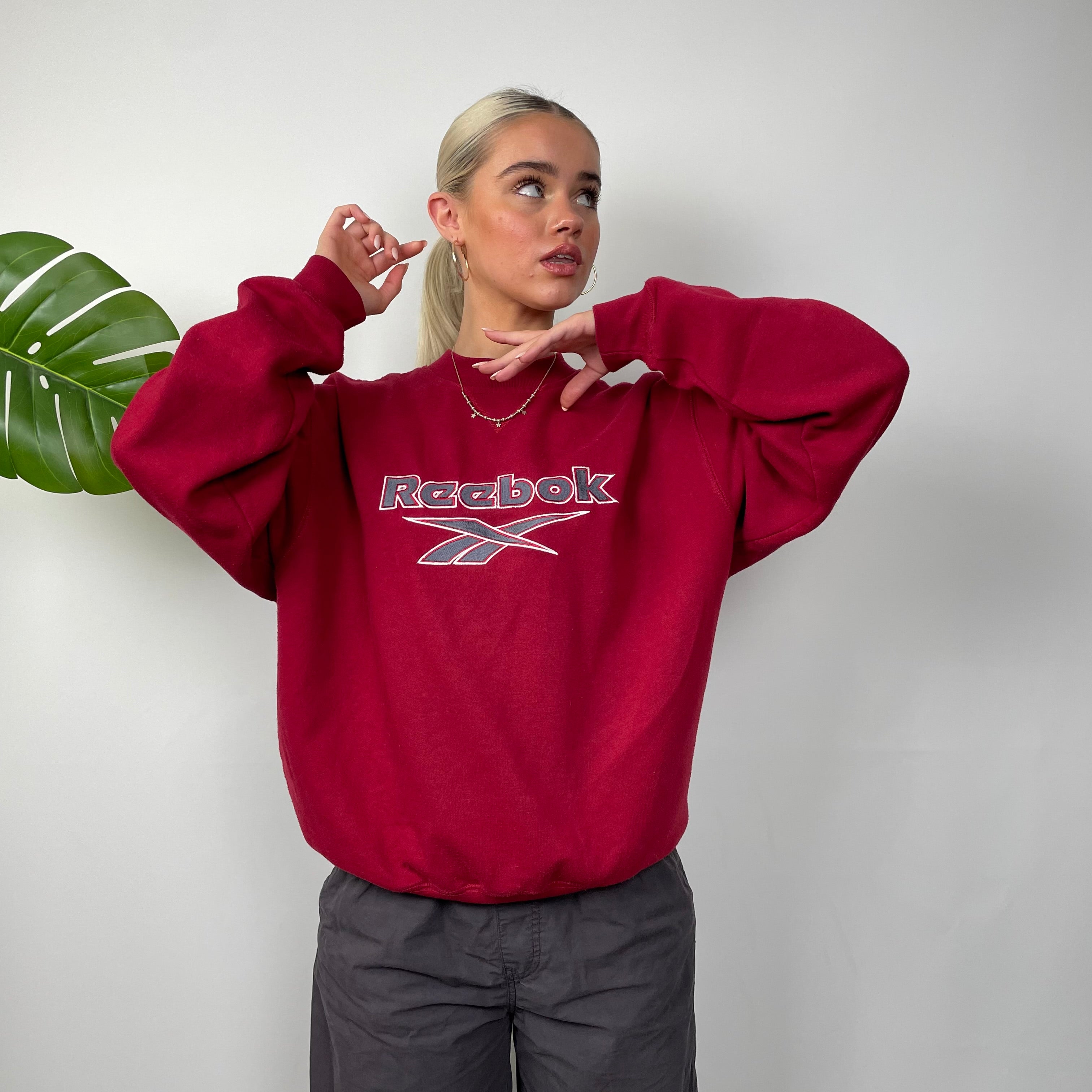 Reebok Red Embroidered Spell Out Sweatshirt (S)