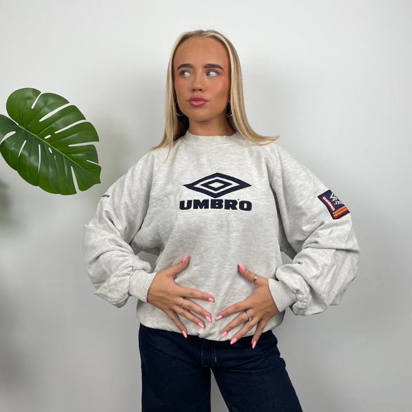 Umbro Grey Embroidered Spell Out Sweatshirt (M)