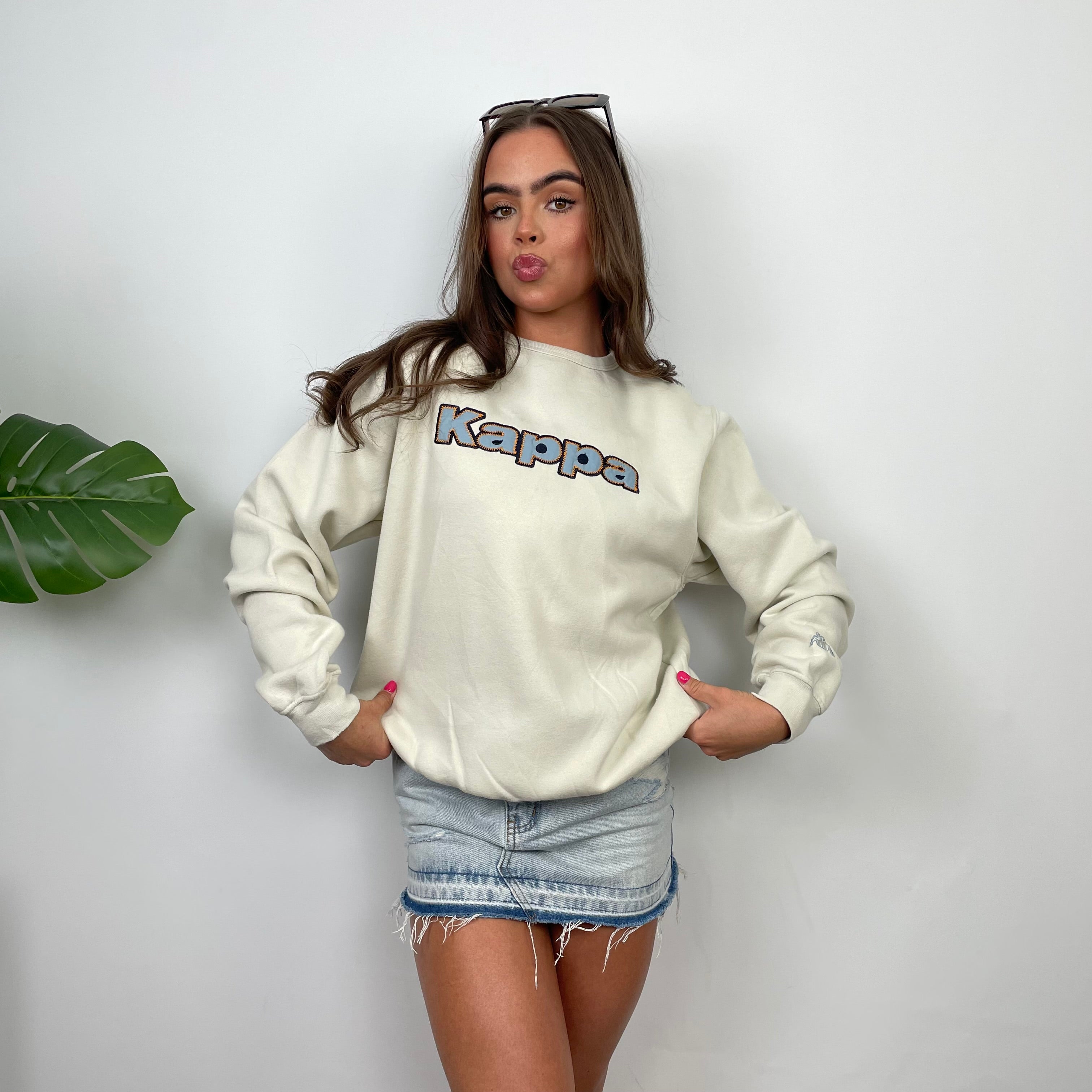 Kappa Beige Embroidered Spell Out Sweatshirt (S)