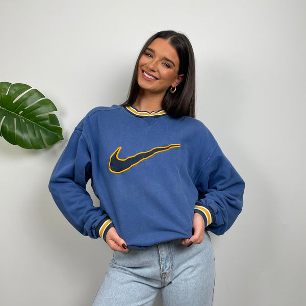 Nike RARE Blue Embroidered Swoosh Sweatshirt (M)