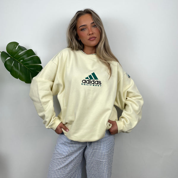 Adidas Equipment Cream Embroidered Spell Out Sweatshirt (L)