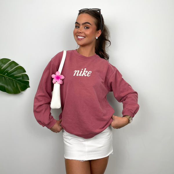 Nike RARE Dusty Pink Embroidered Spell Out Sweatshirt (XS)