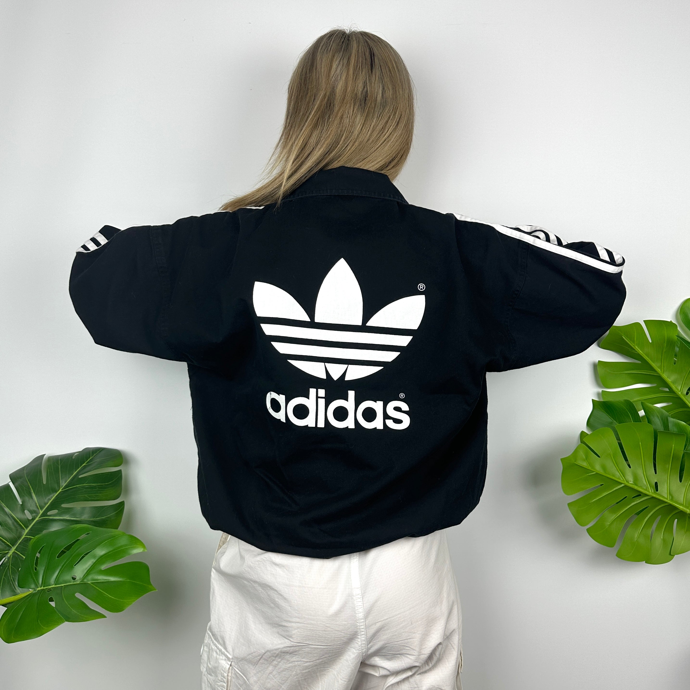 Adidas Black Embroidered Spell Out Sweatshirt (M)