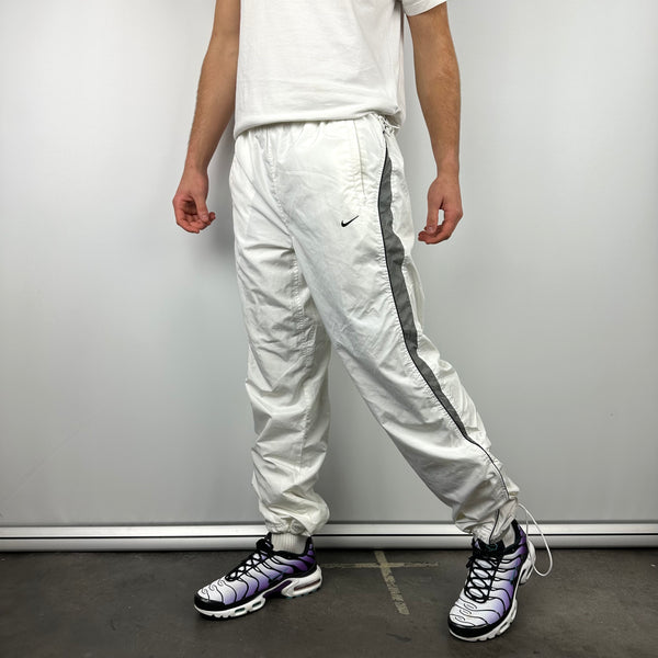 Nike White Embroidered Swoosh Track Pants (XL)