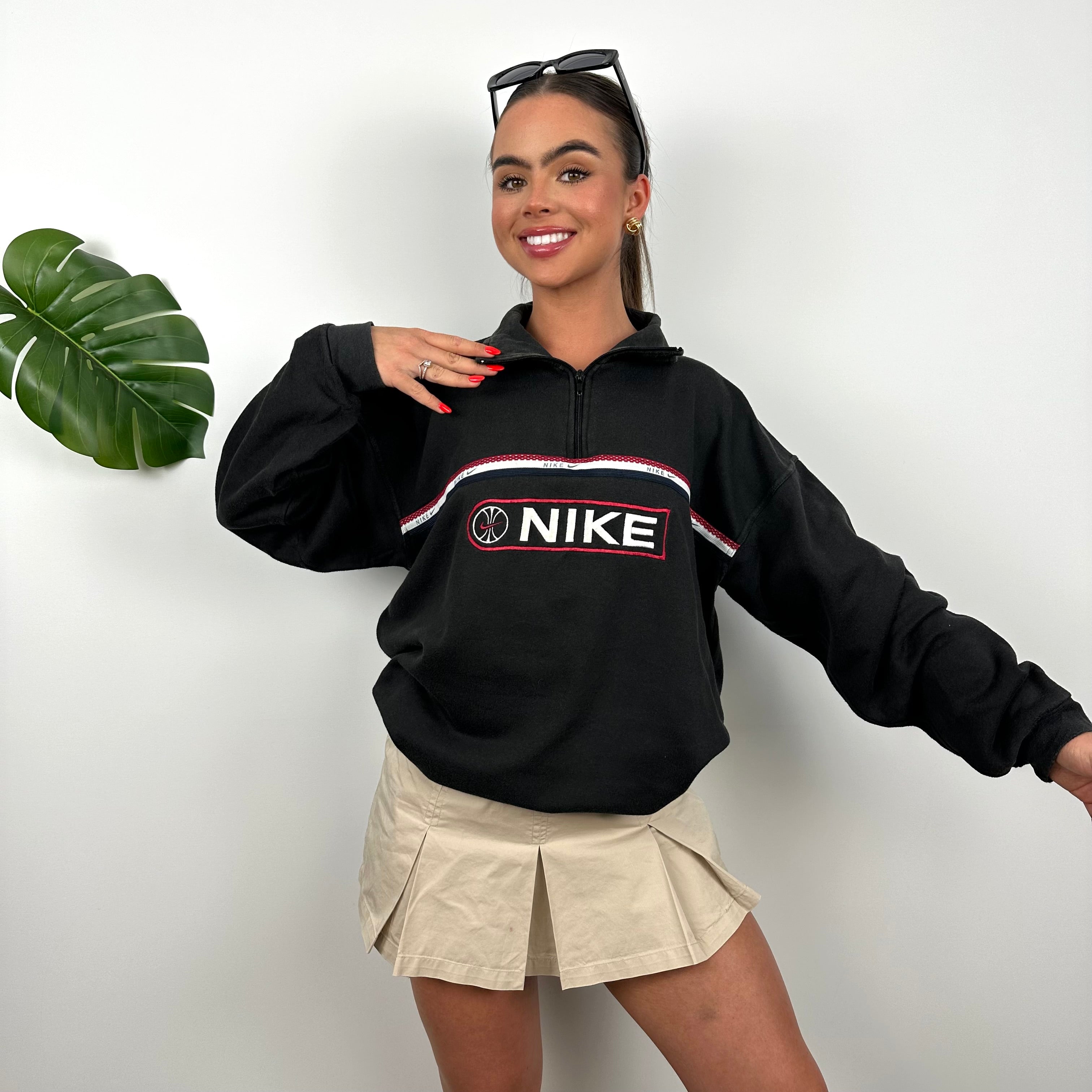 Nike Black Embroidered Swoosh Quarter Zip (M)