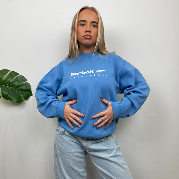 Reebok Blue Embroidered Spell Out Sweatshirt (S)