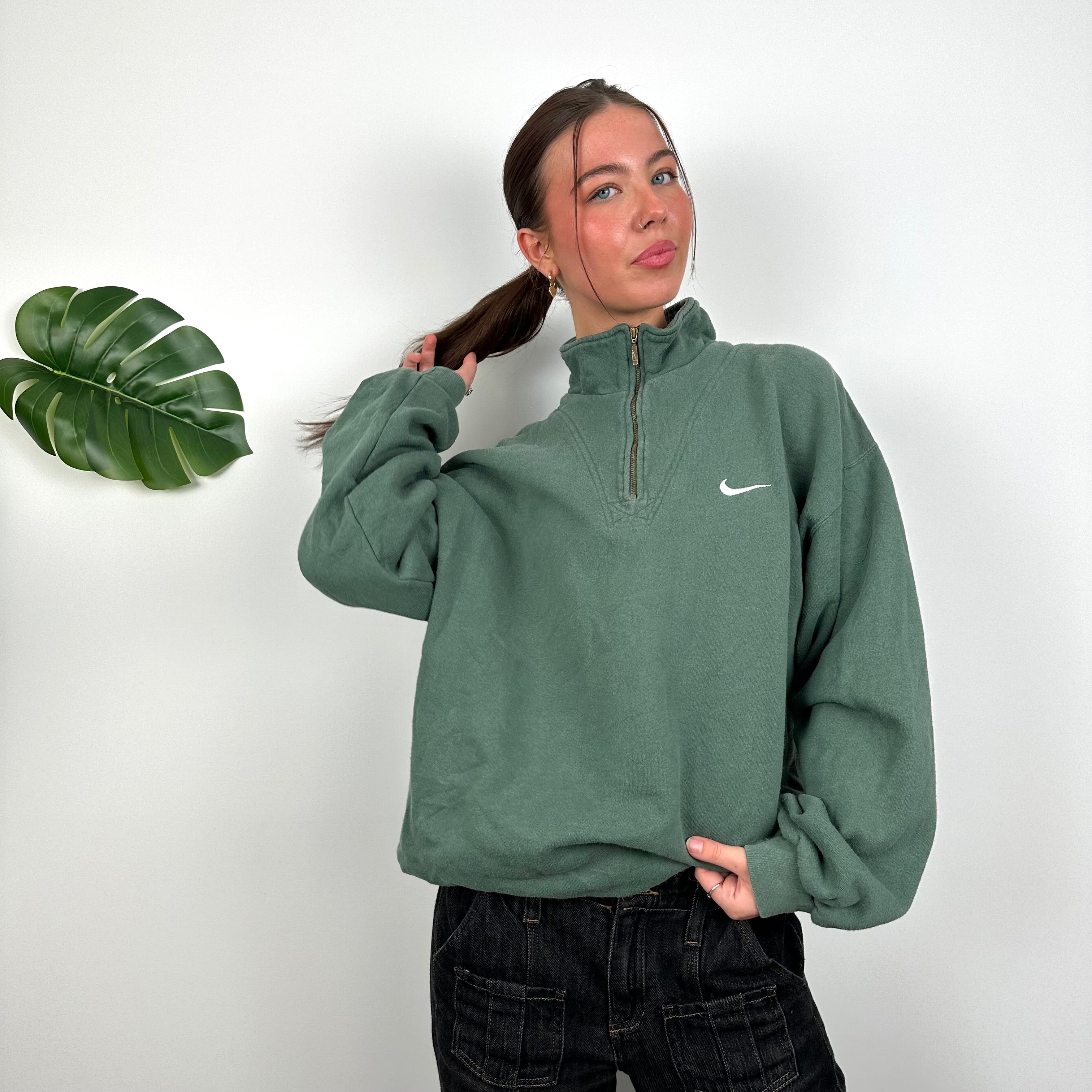 Nike Green Embroidered Swoosh Quarter Zip (M)