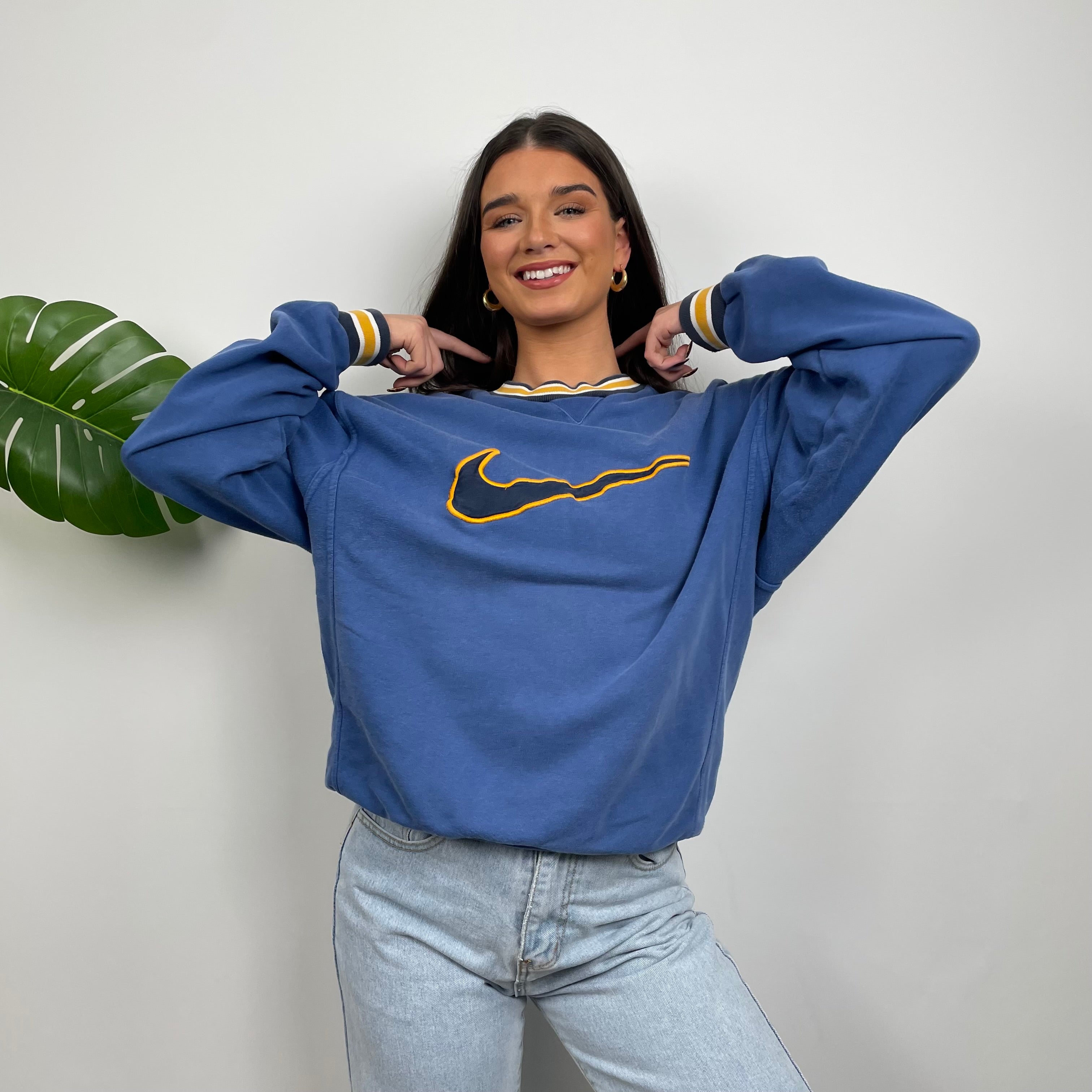 Nike RARE Blue Embroidered Swoosh Sweatshirt (M)