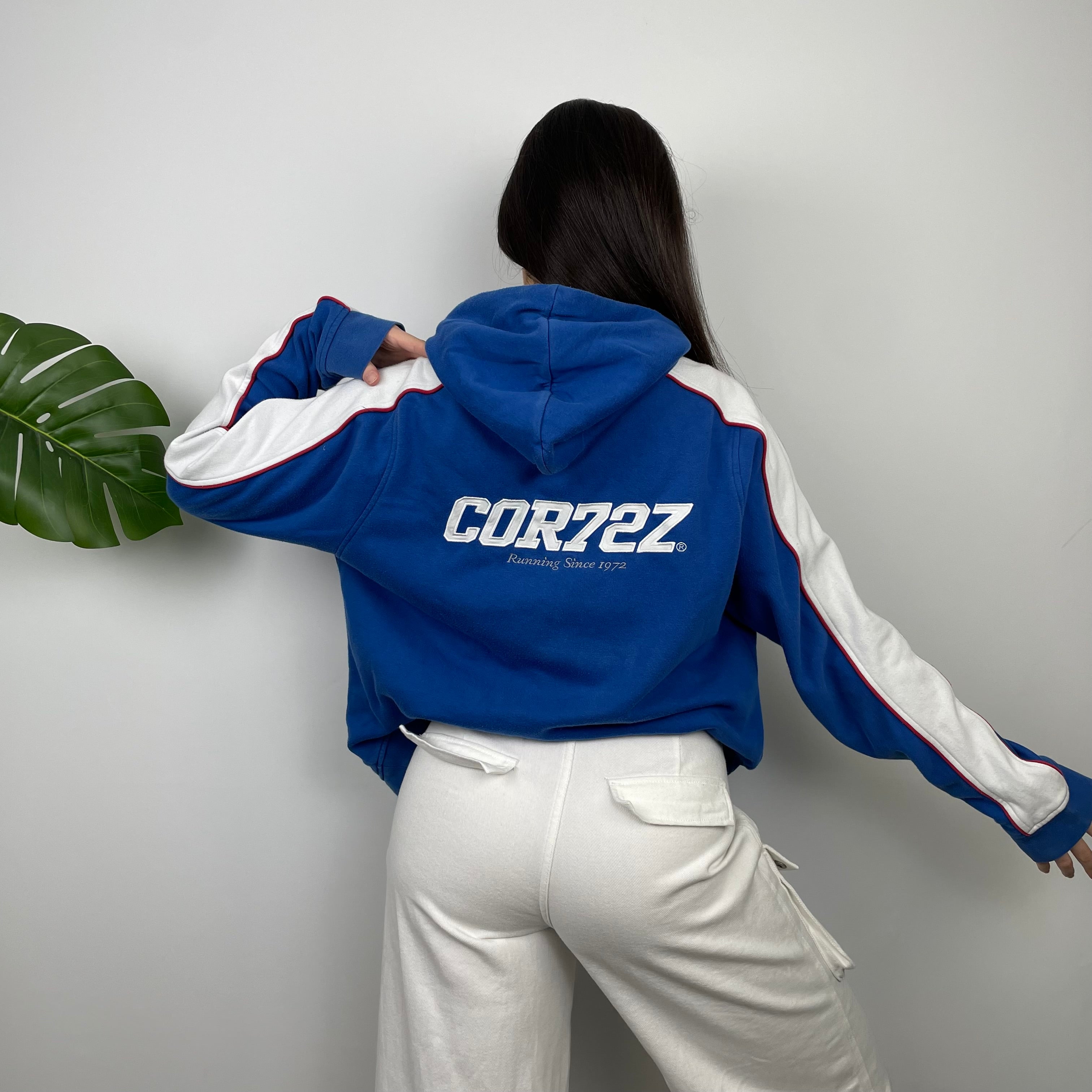 Nike Cortez Blue Embroidered Swoosh Hoodie (XL)