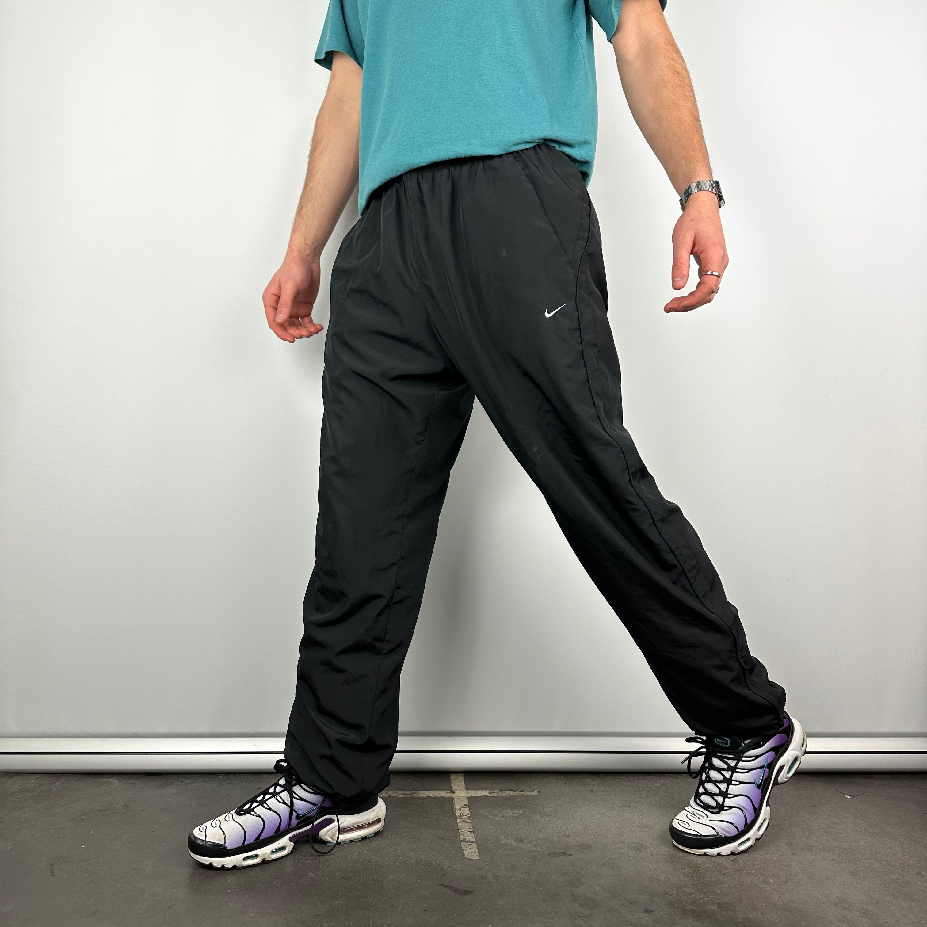 Nike Black Embroidered Swoosh Track Pants (XL)