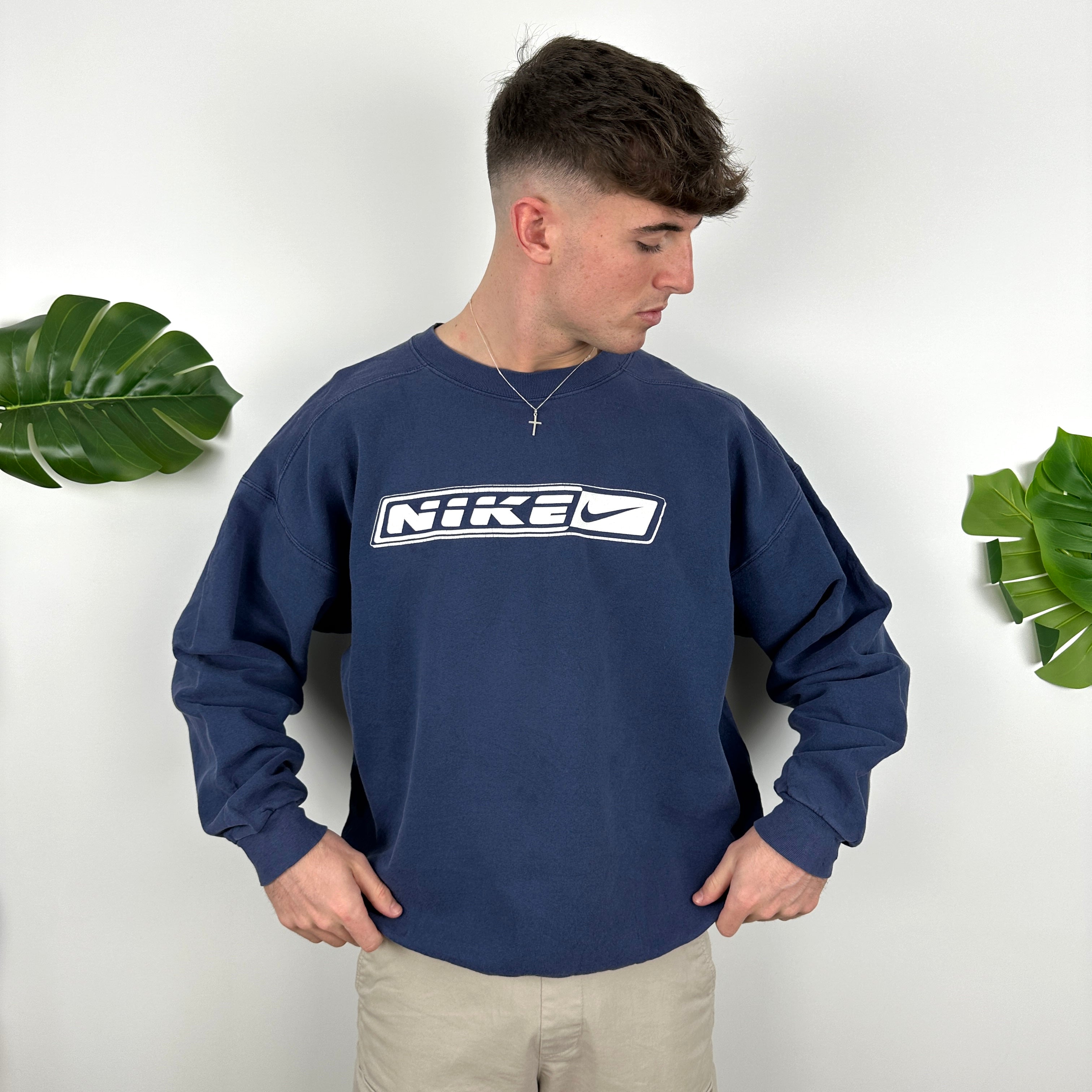 Nike Navy Spell Out Sweatshirt (XL)