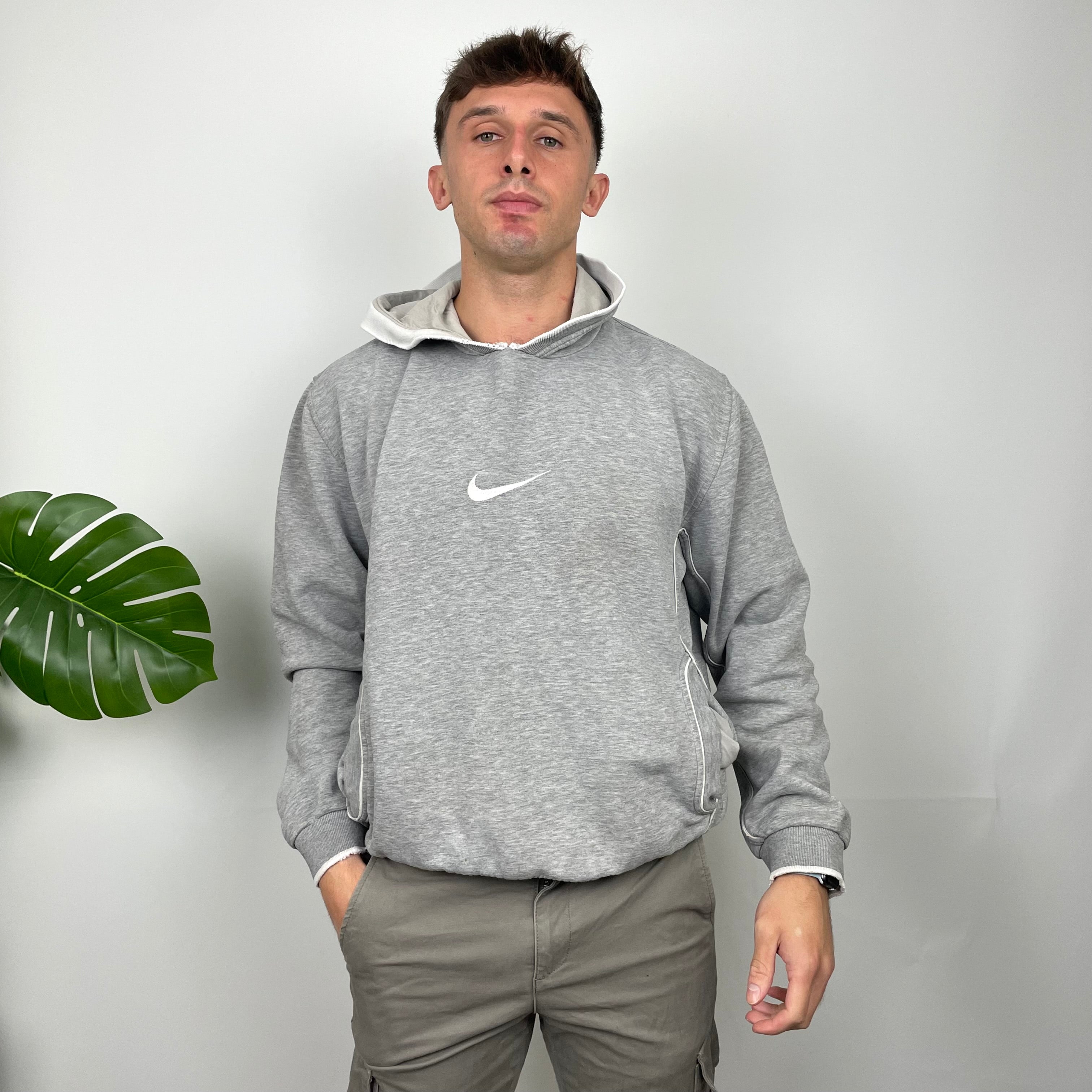 Nike Grey Embroidered Centre Swoosh Hoodie (L)