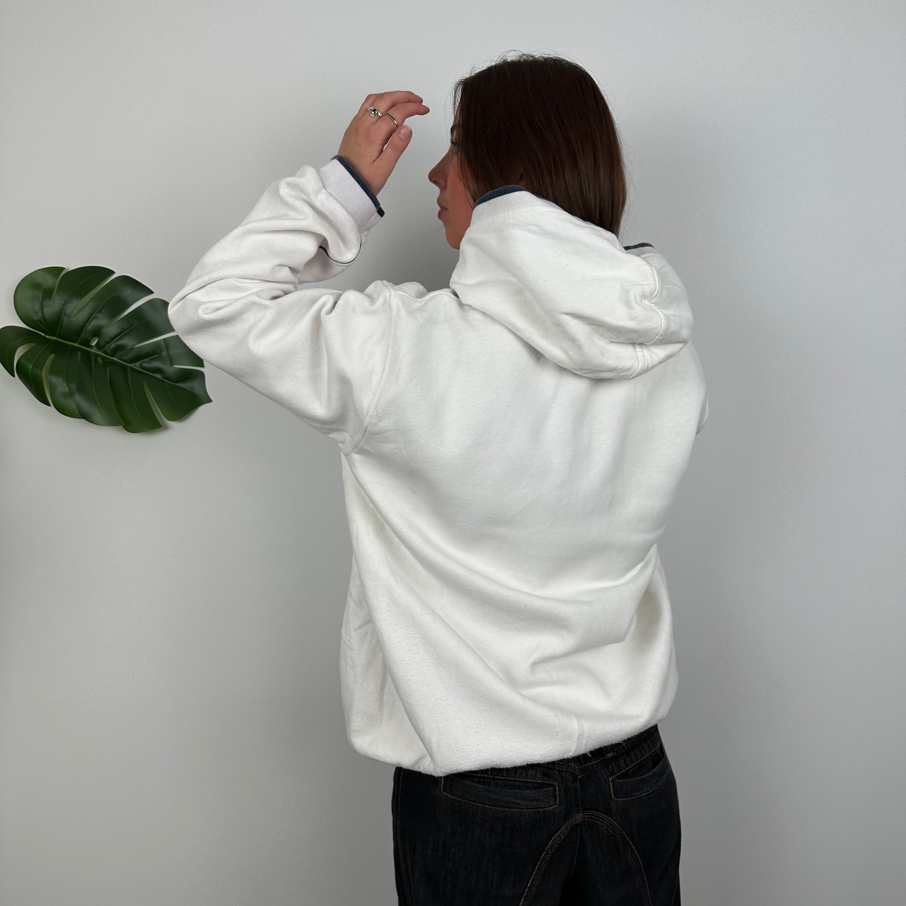 Nike RARE White Embroidered Swoosh Hoodie (L)