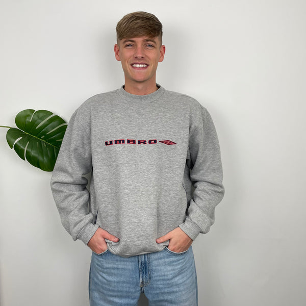 Umbro Grey Embroidered Spell Out Sweatshirt (L)