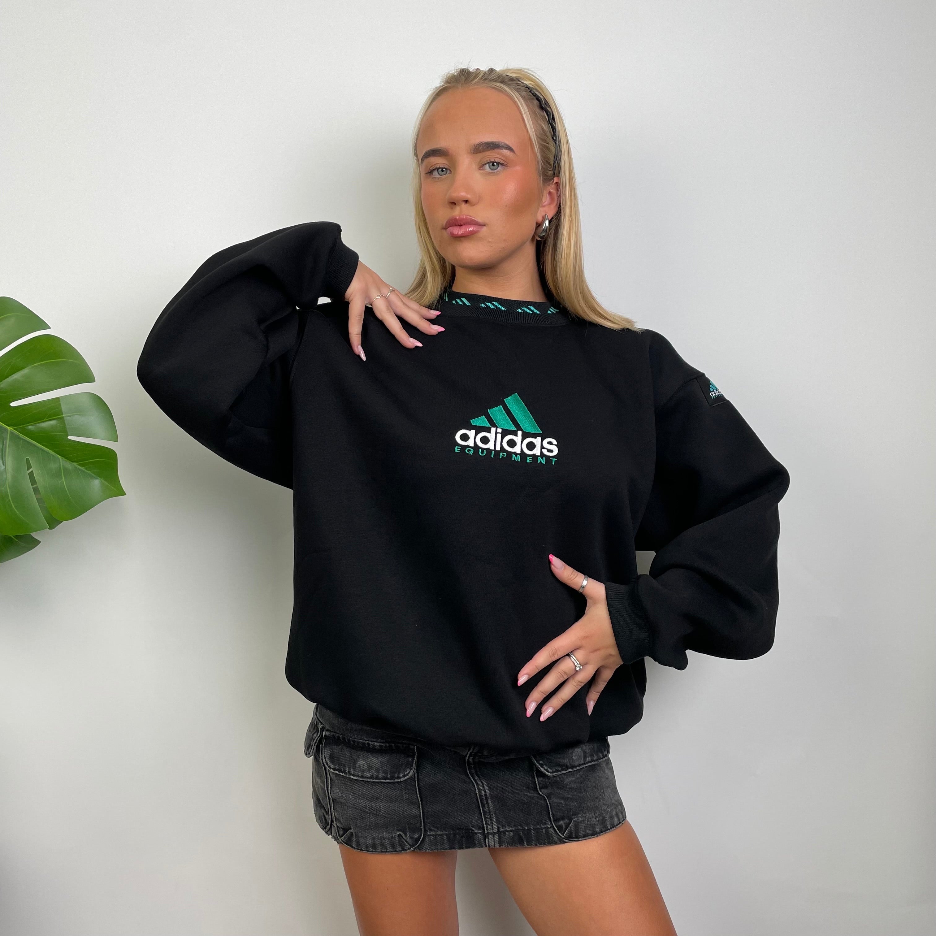 Adidas Equipment Black Embroidered Spell Out Sweatshirt (S)