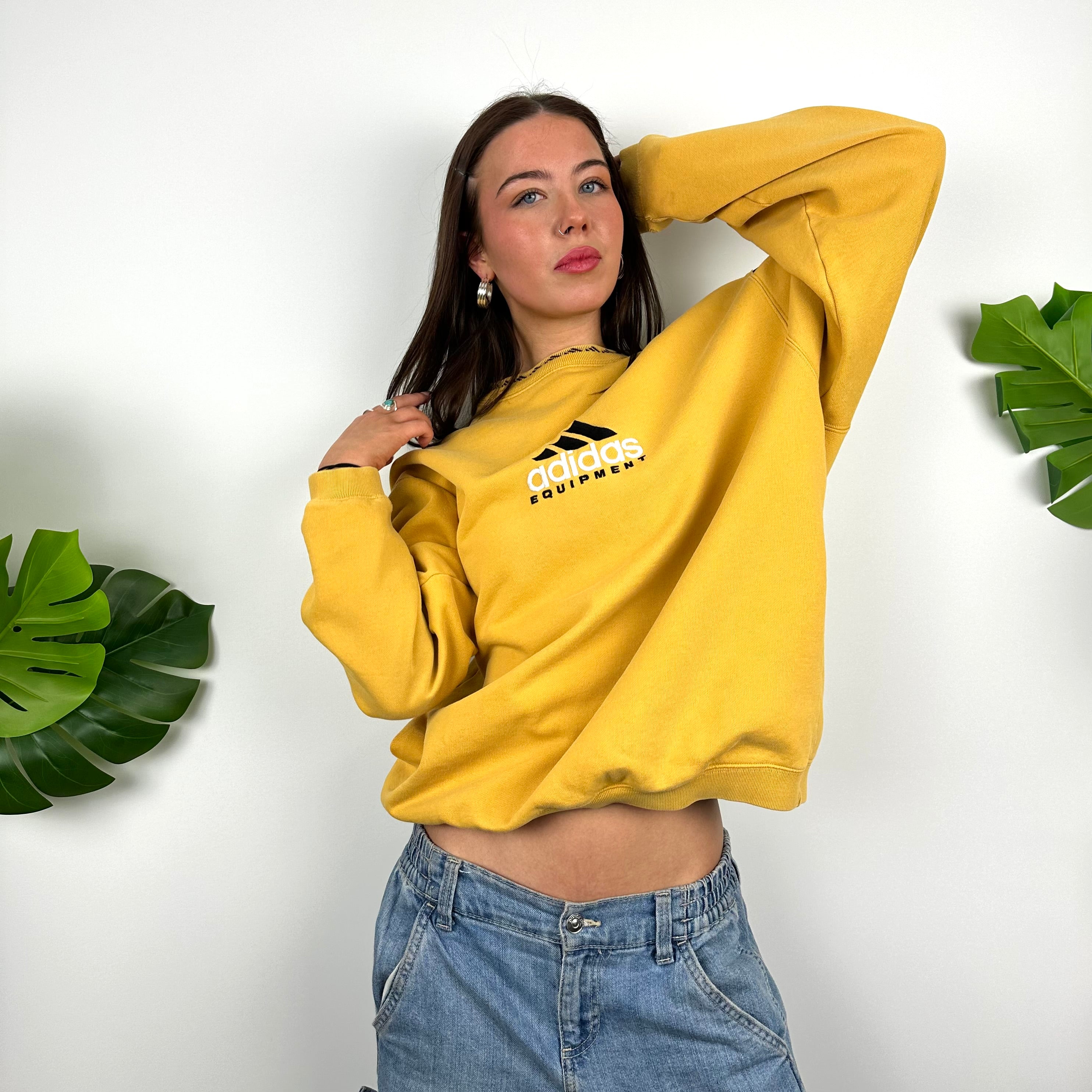 Adidas Equipment EQT RARE Yellow Embroidered Spell Out Sweatshirt (L)