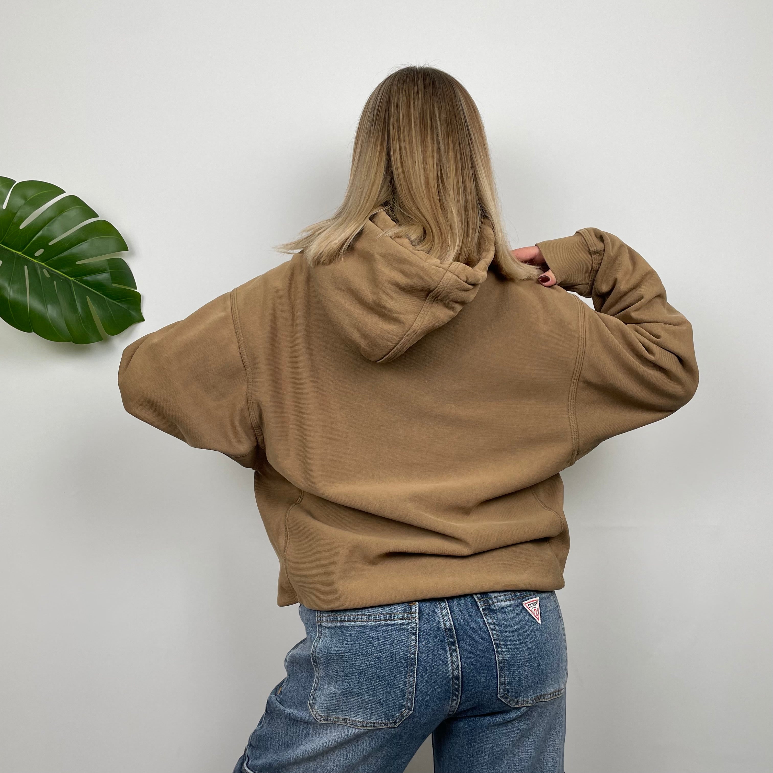 Carhartt RARE Tan Brown Embroidered Spell Out Hoodie (M)