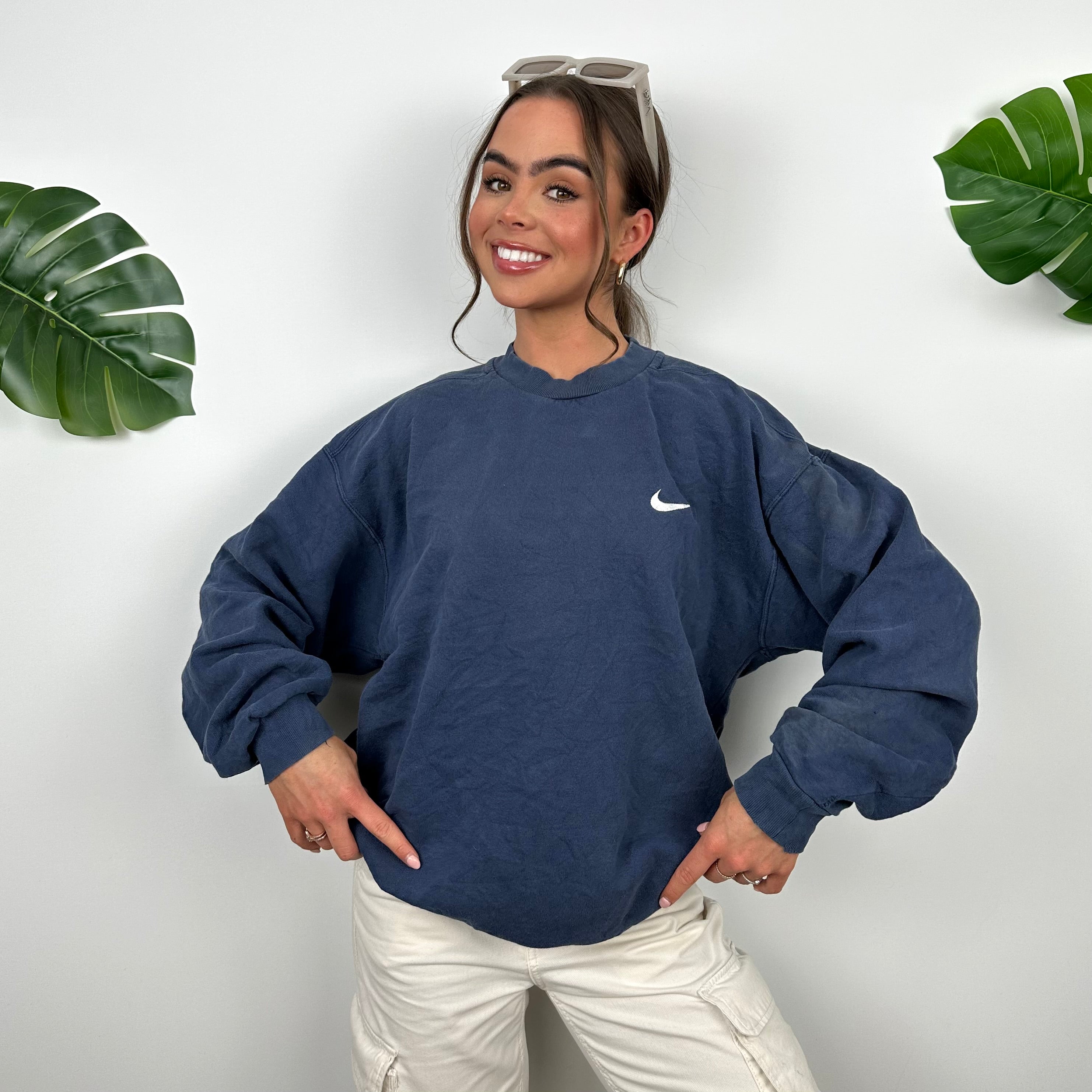 Nike Navy Embroidered Swoosh Sweatshirt (M)