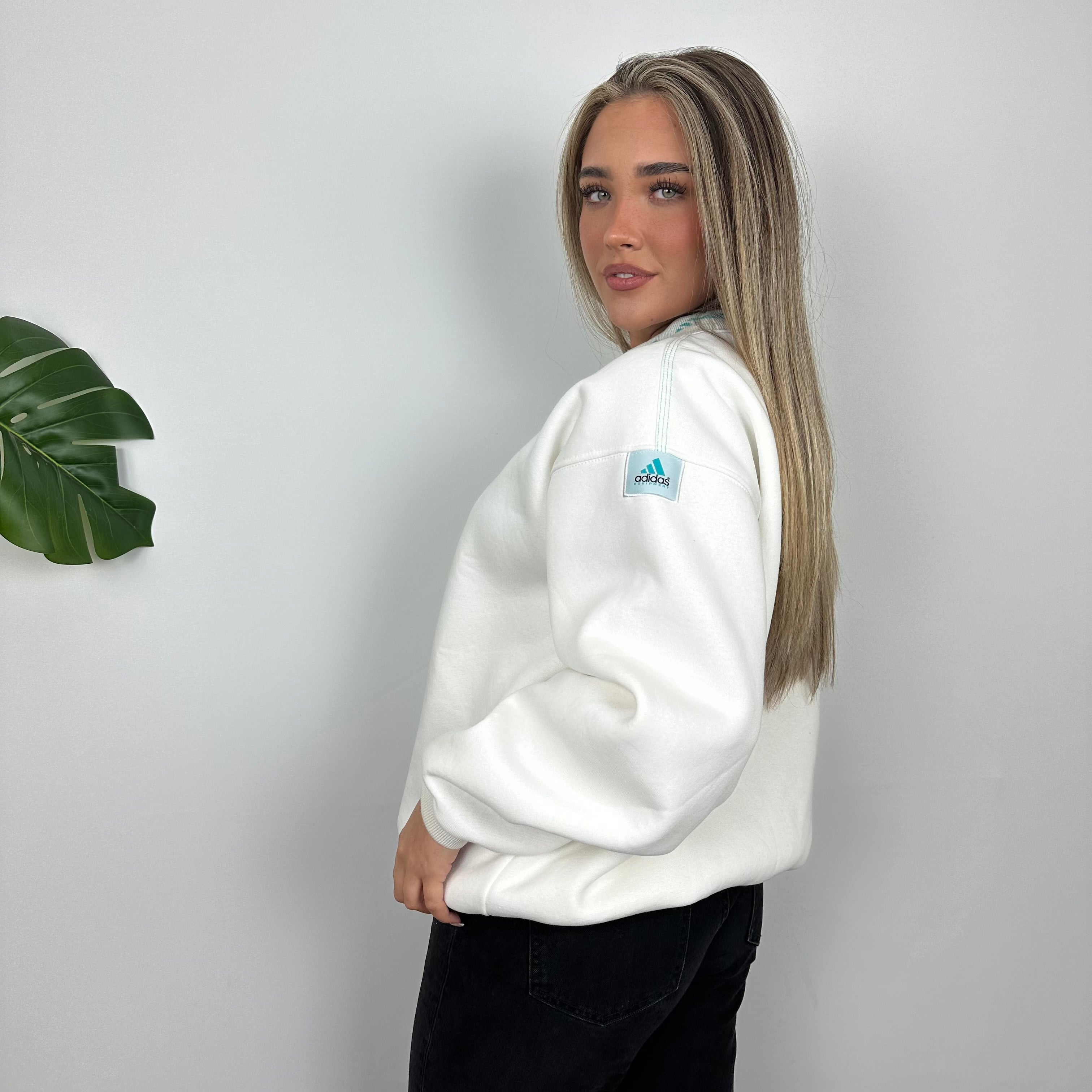 Adidas Equipment White Embroidered Spell Out Sweatshirt (M)