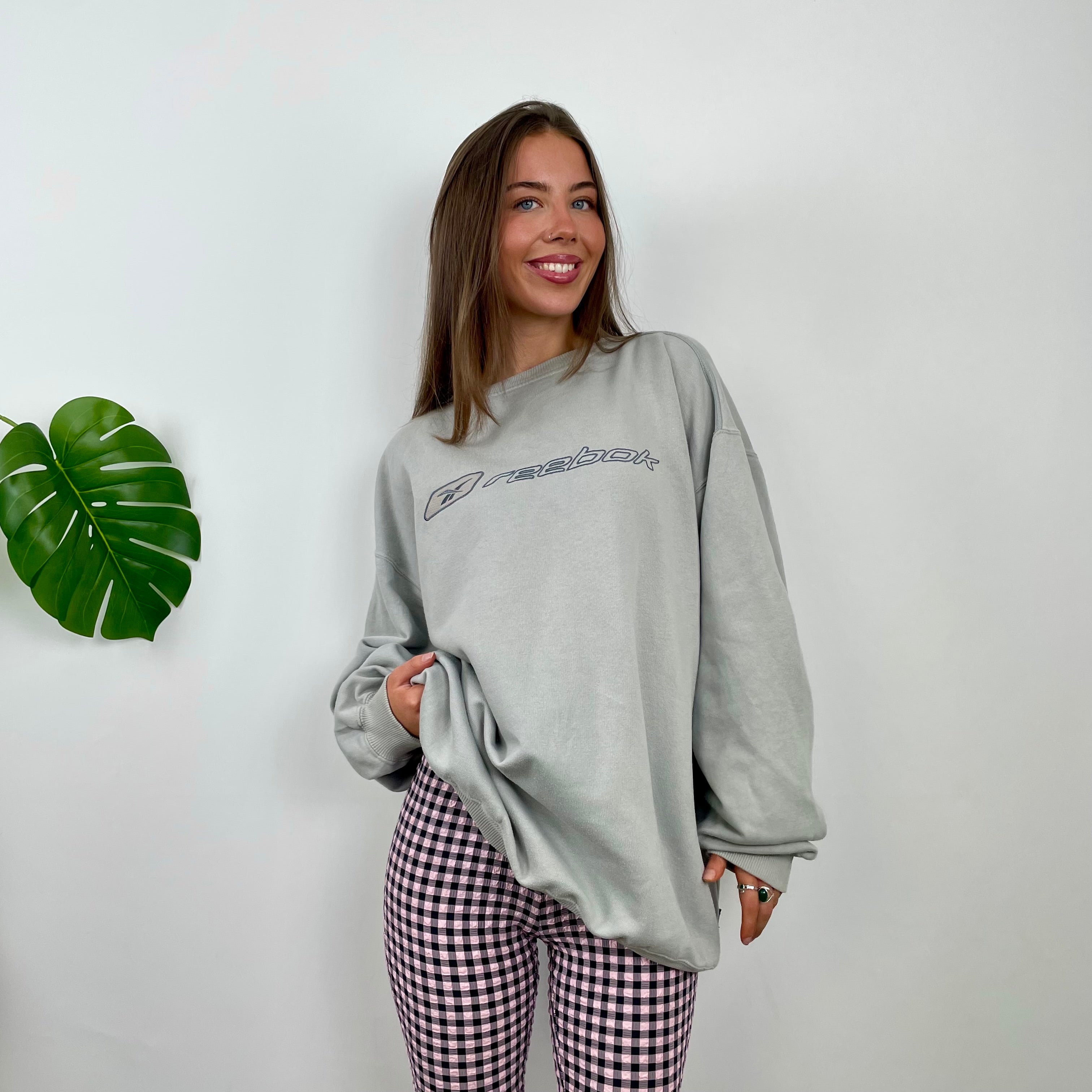 Reebok Baby Blue Embroidered Spell Out Sweatshirt (XL)