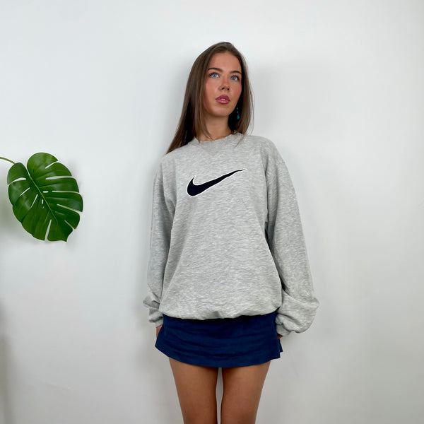 Nike Grey Embroidered Swoosh Sweatshirt (M)