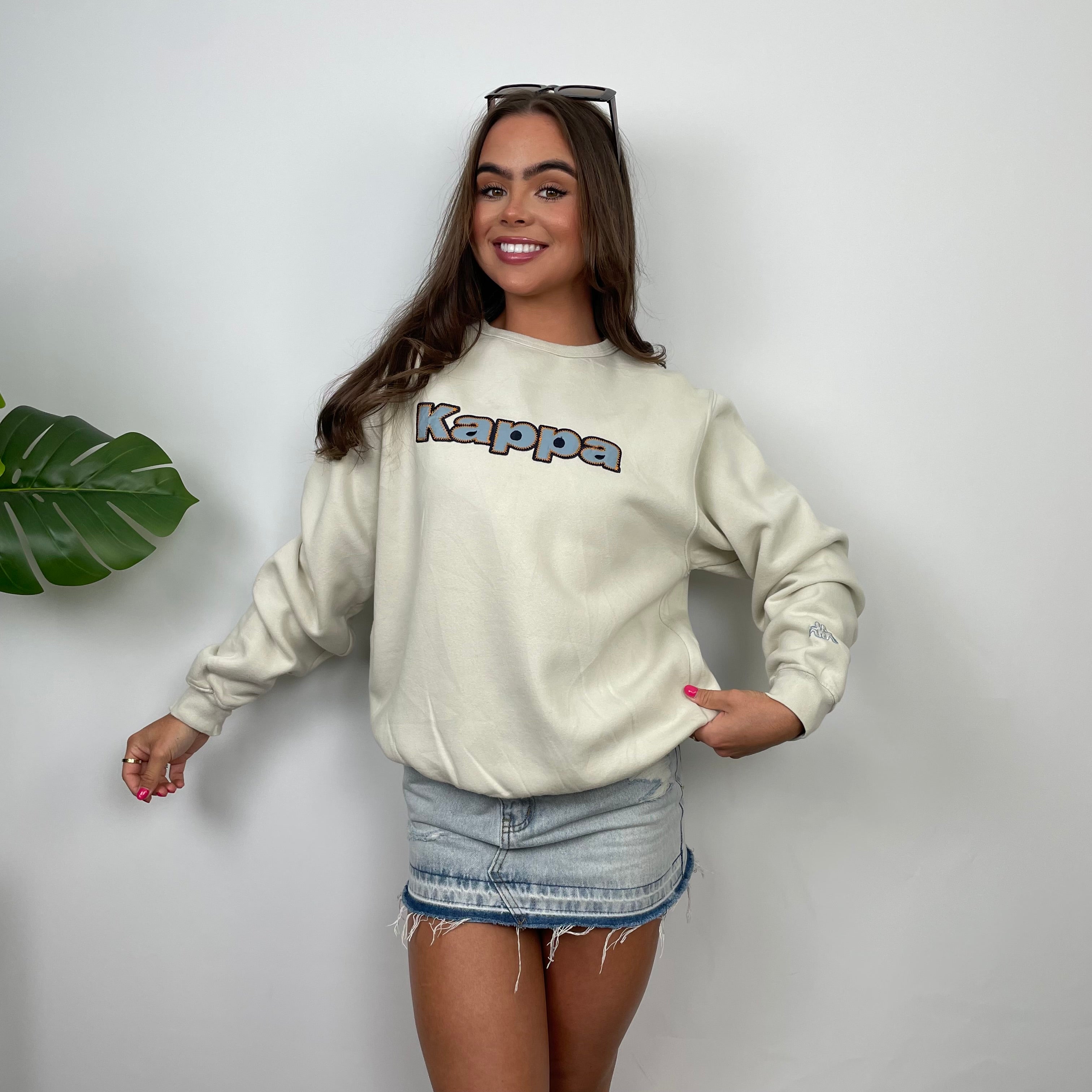 Kappa Beige Embroidered Spell Out Sweatshirt (S)