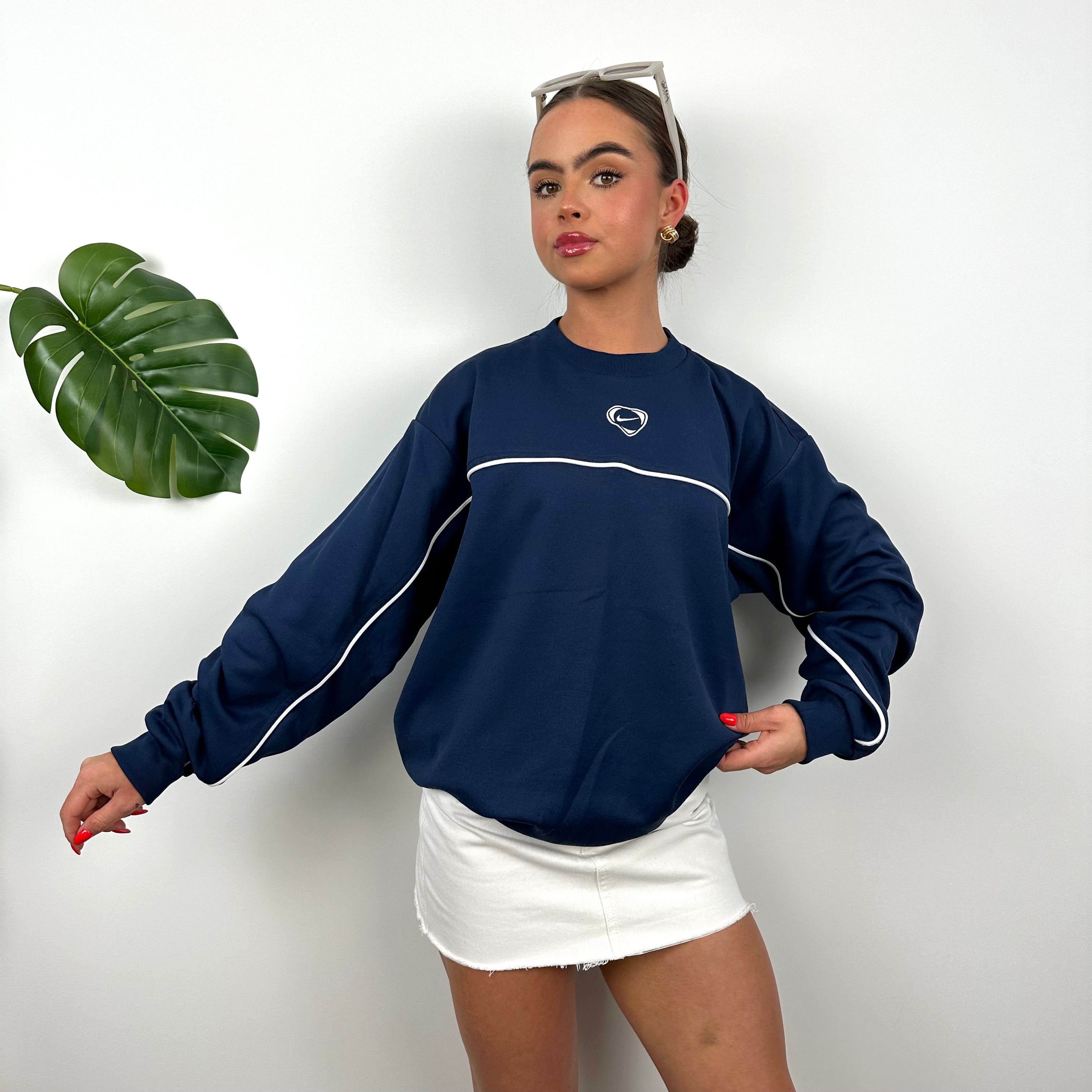 Nike Navy Embroidered Swoosh Sweatshirt (M)