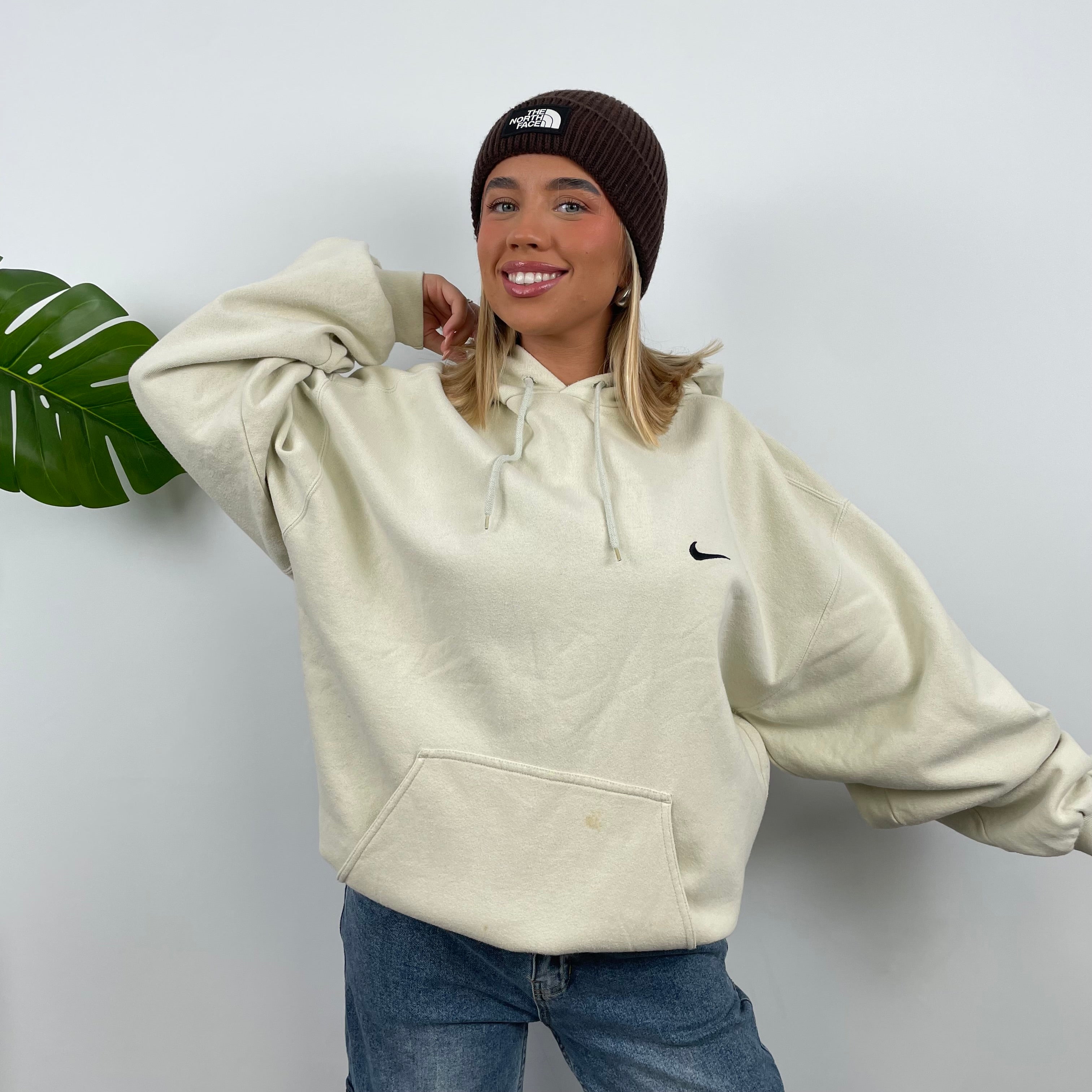 Nike RARE Cream Embroidered Swoosh Hoodie (XL)