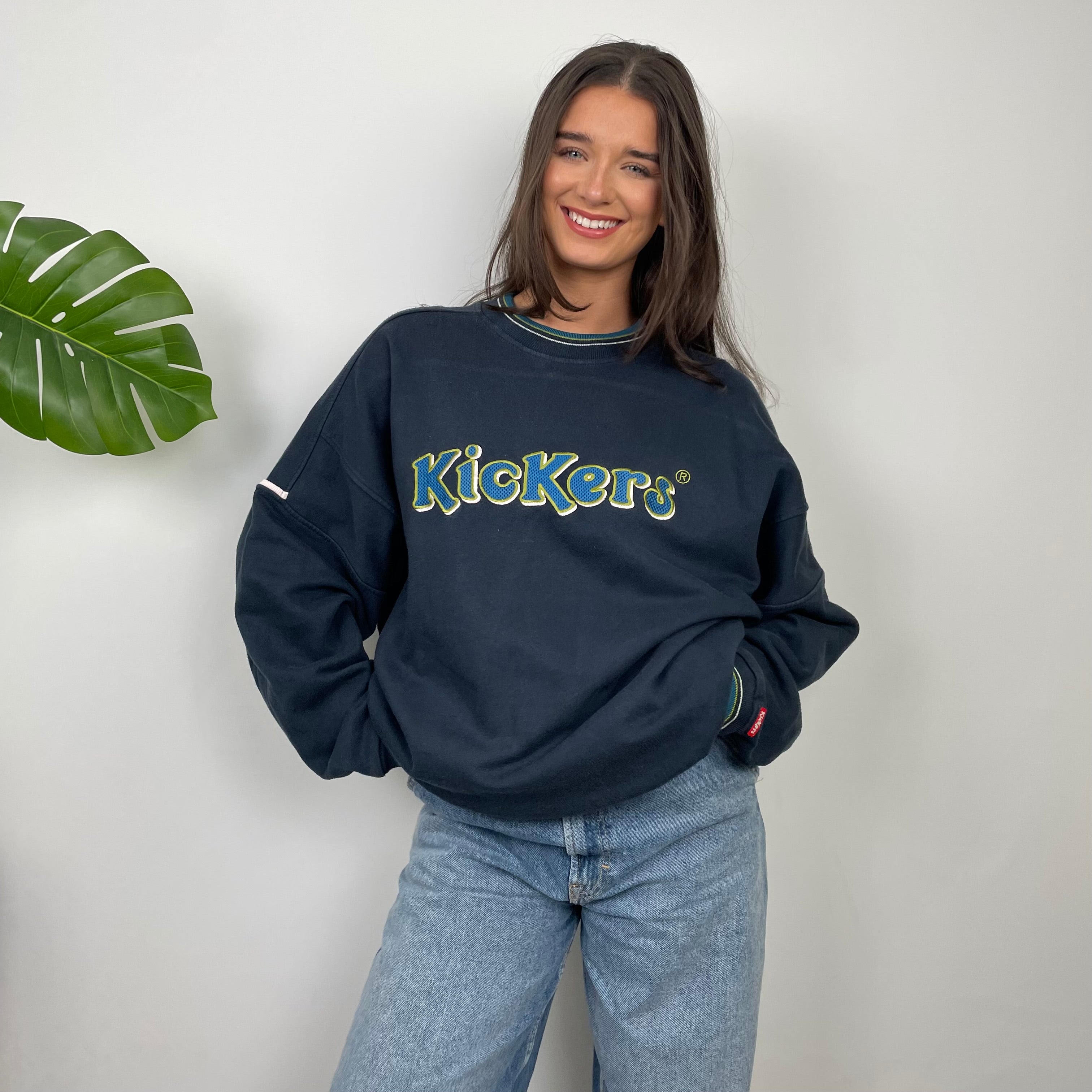 Kickers Navy Embroidered Spell Out Sweatshirt (L)