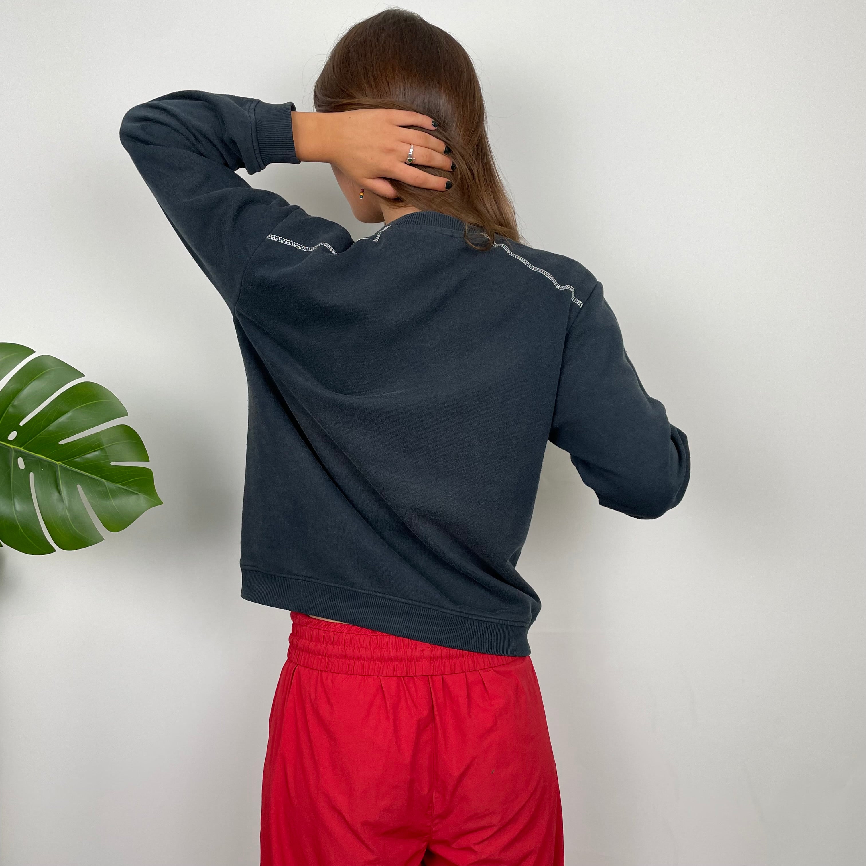 Reebok Navy Embroidered Spell Out Sweatshirt (S)