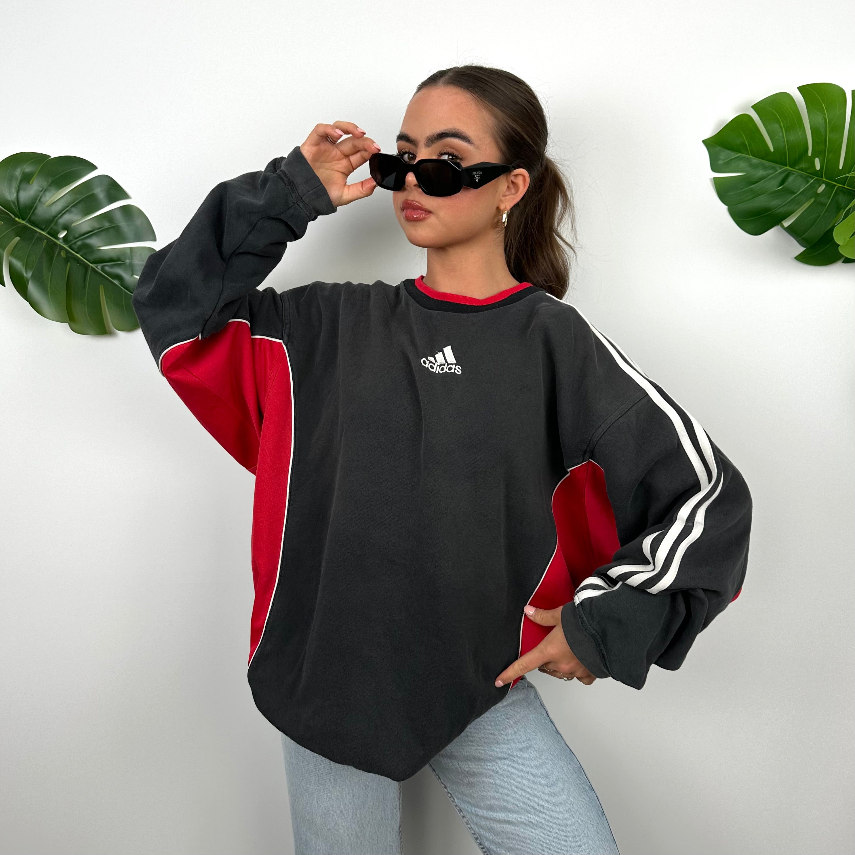 Adidas Black Embroidered Spell Out Sweatshirt (L)