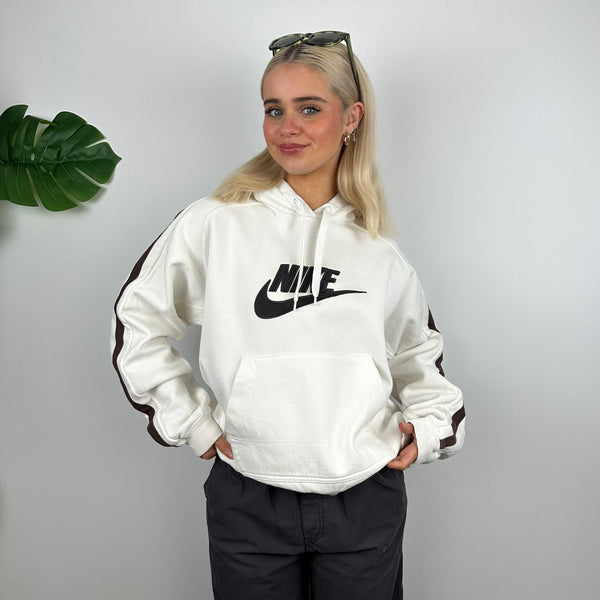 Nike White Embroidered Spell Out Hoodie (M)