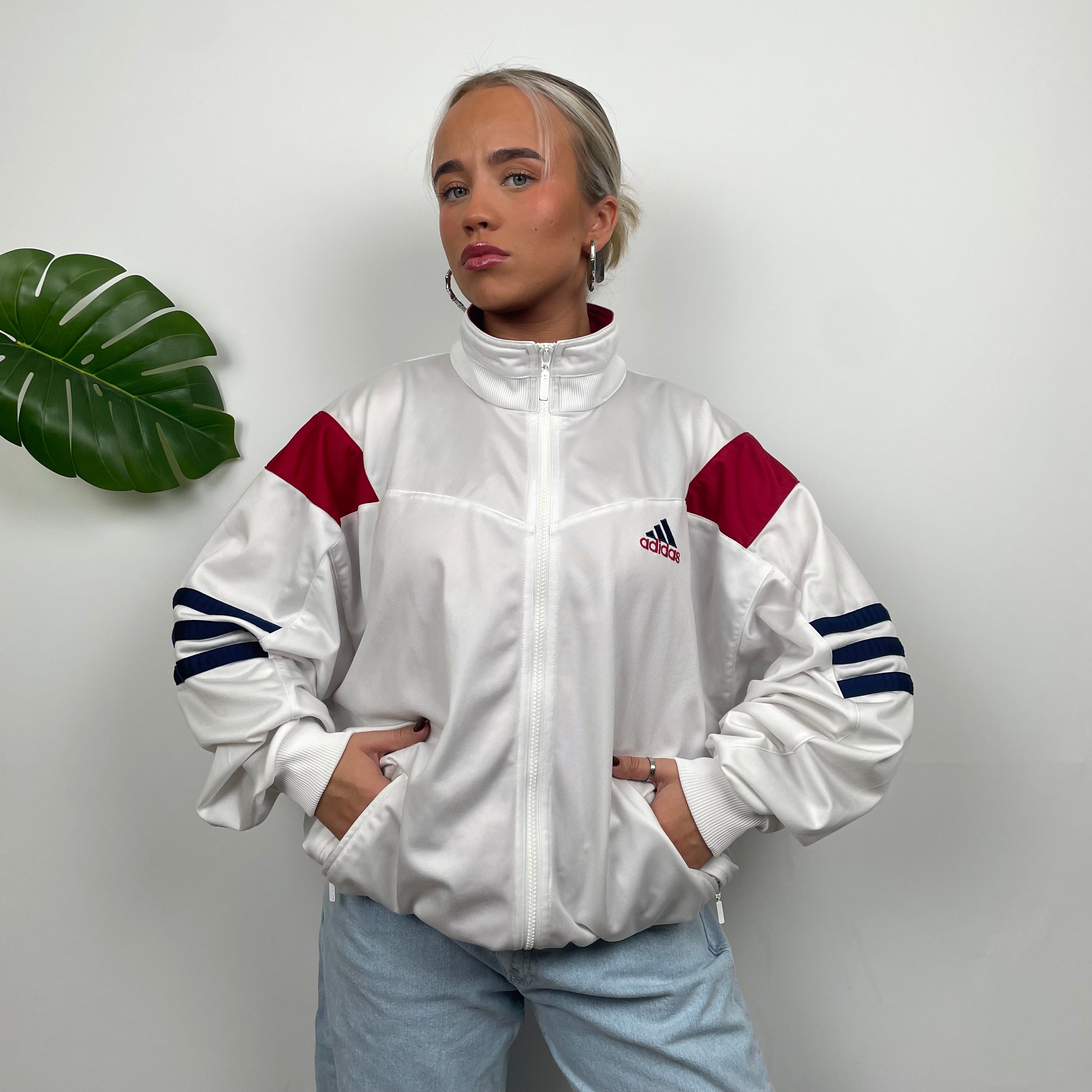 Adidas RARE Embroidered Spell Out Colour Block Zip Up Track Jacket (L)