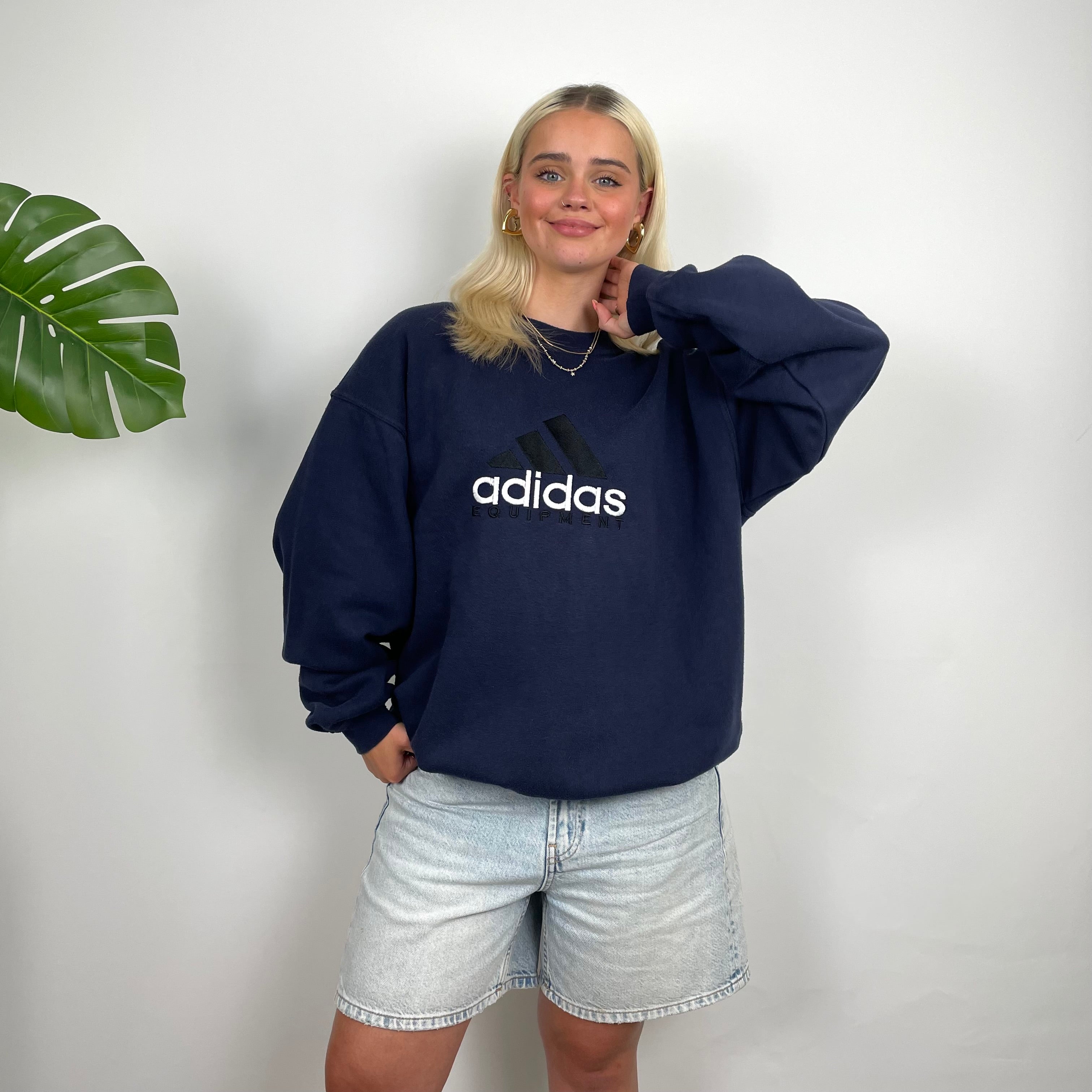 Adidas Equipment RARE Navy Embroidered Spell Out Sweatshirt (L)