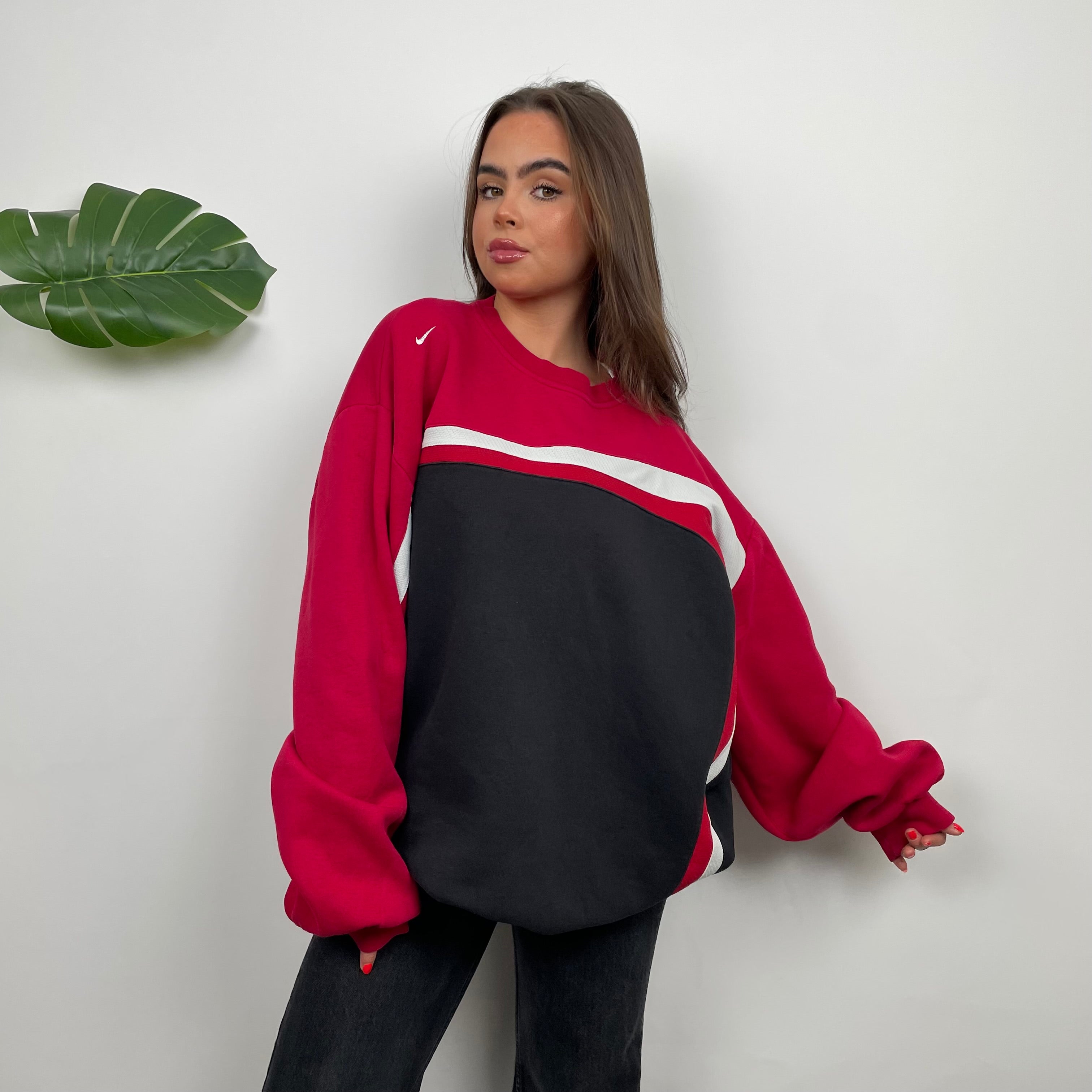 Nike Embroidered Spell Out Colour Block Sweatshirt (XXL)