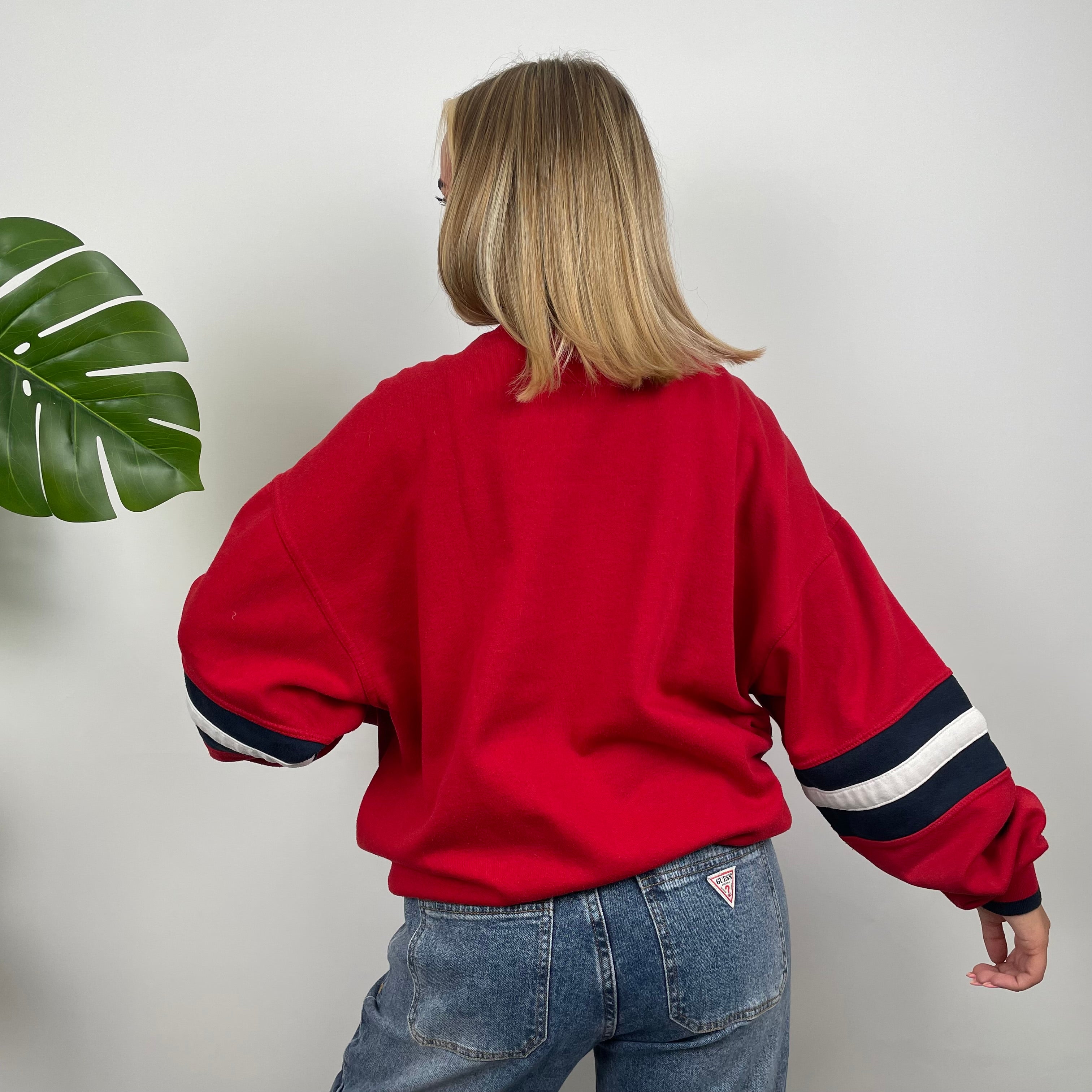 Reebok Red Embroidered Spell Out Sweatshirt (L)