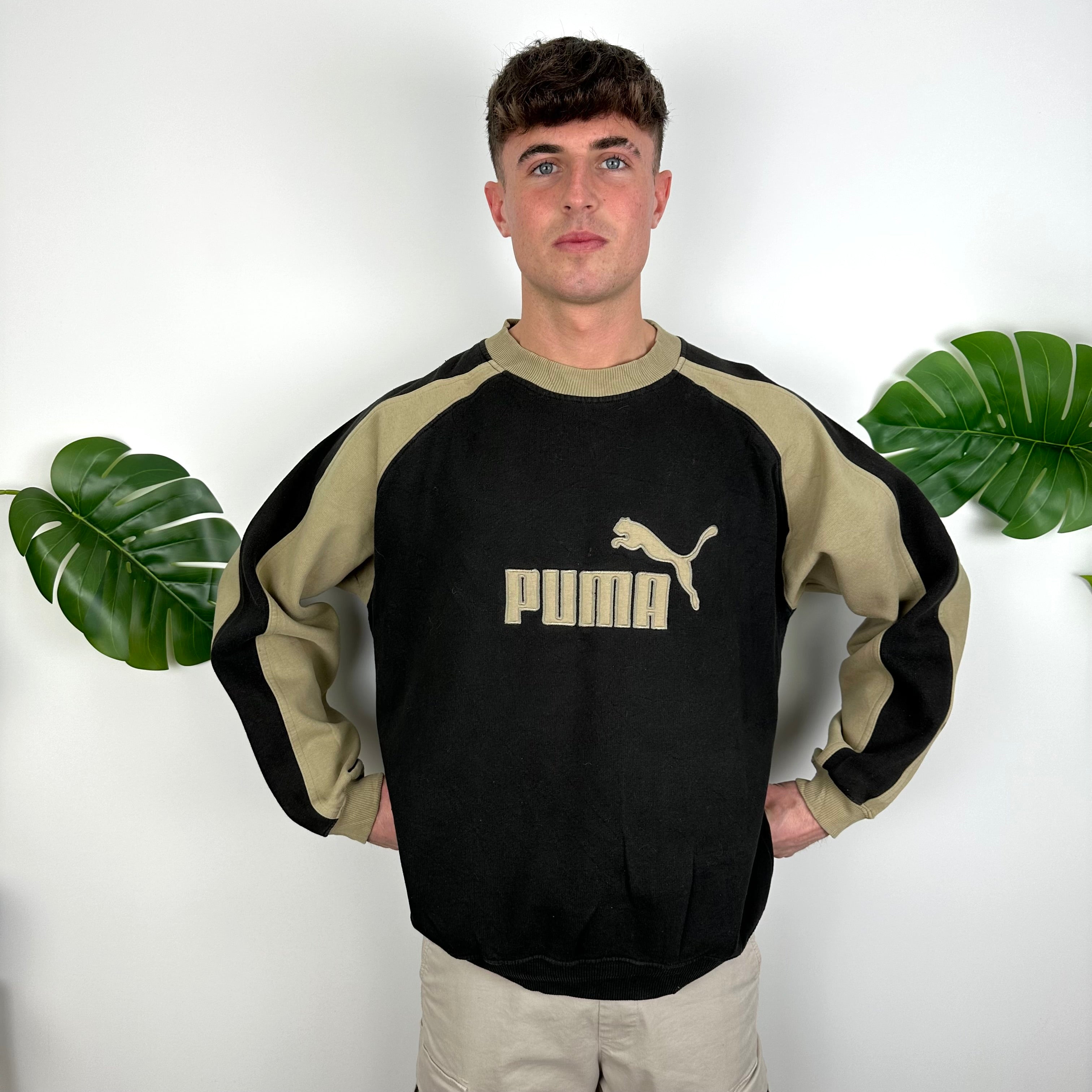 Puma Black Embroidered Spell Out Sweatshirt (XL)