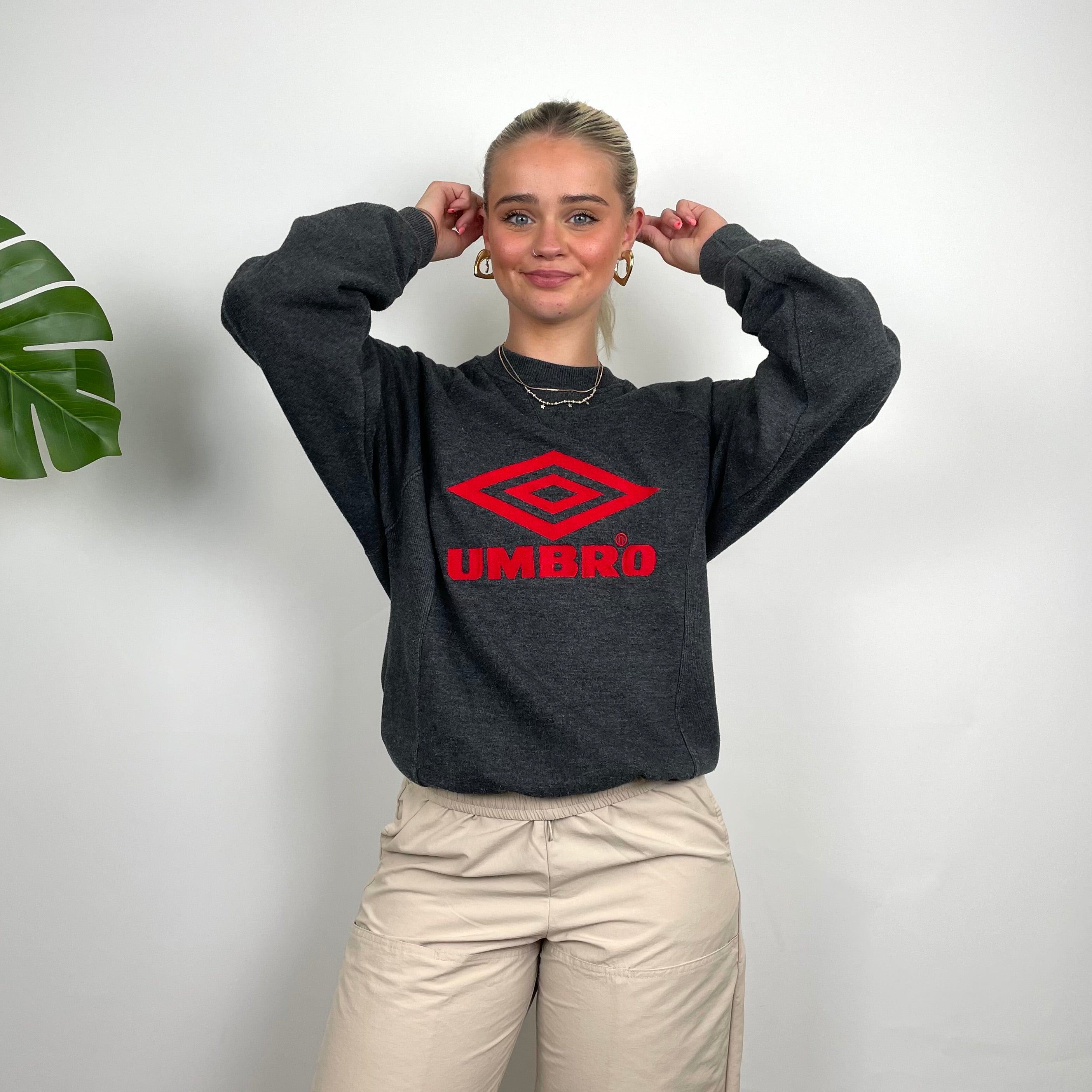 Umbro Grey Embroidered Spell Out Sweatshirt (XS)